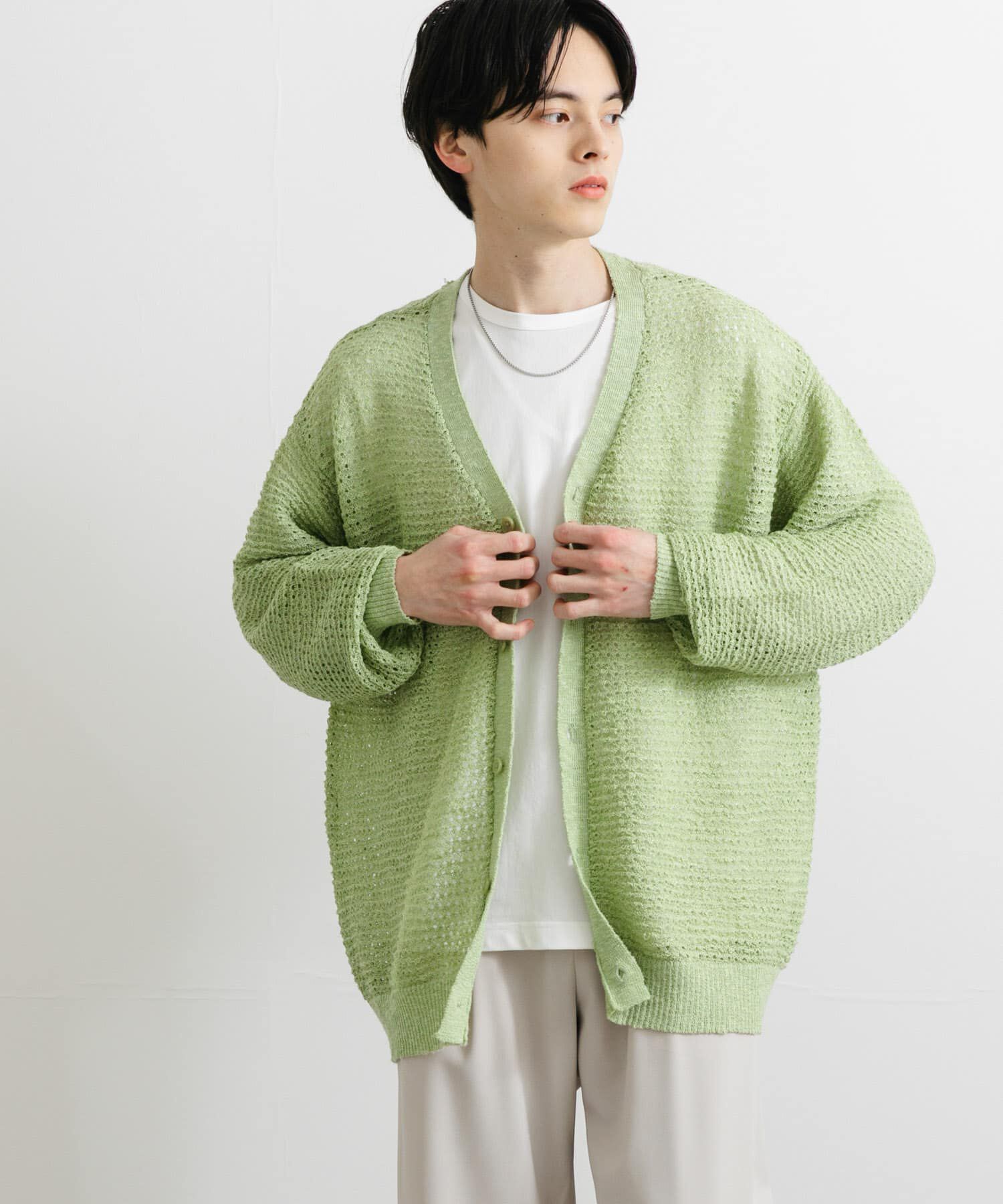 SENSE OF PLACE by URBAN RESEARCH「『ユニセックス』『洗濯可』シアーVネックカーディガン」|カーディガン|