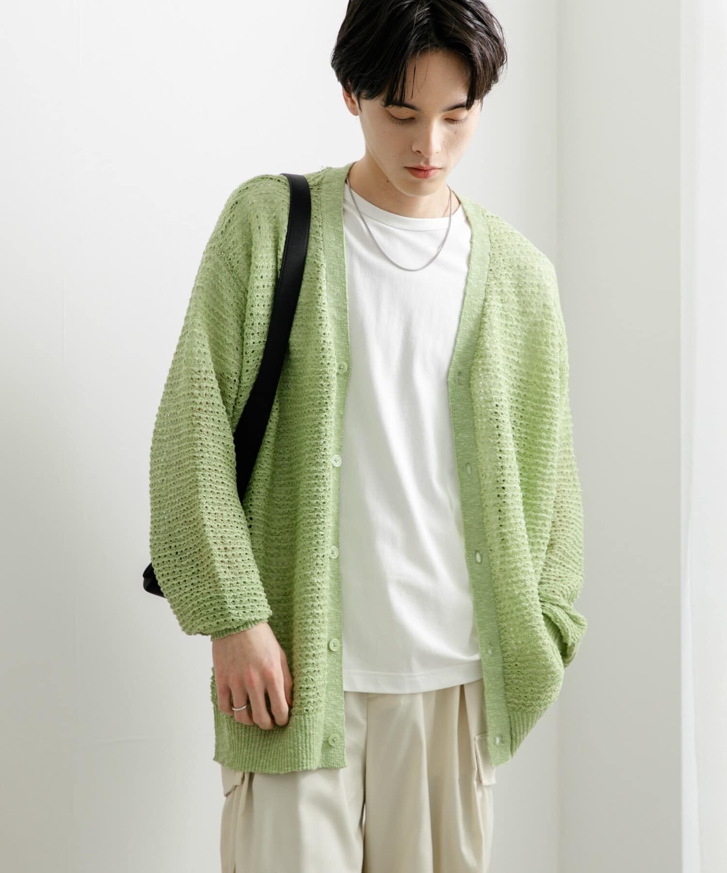 SENSE OF PLACE by URBAN RESEARCH「『ユニセックス』『洗濯可』シアーVネックカーディガン」|カーディガン|