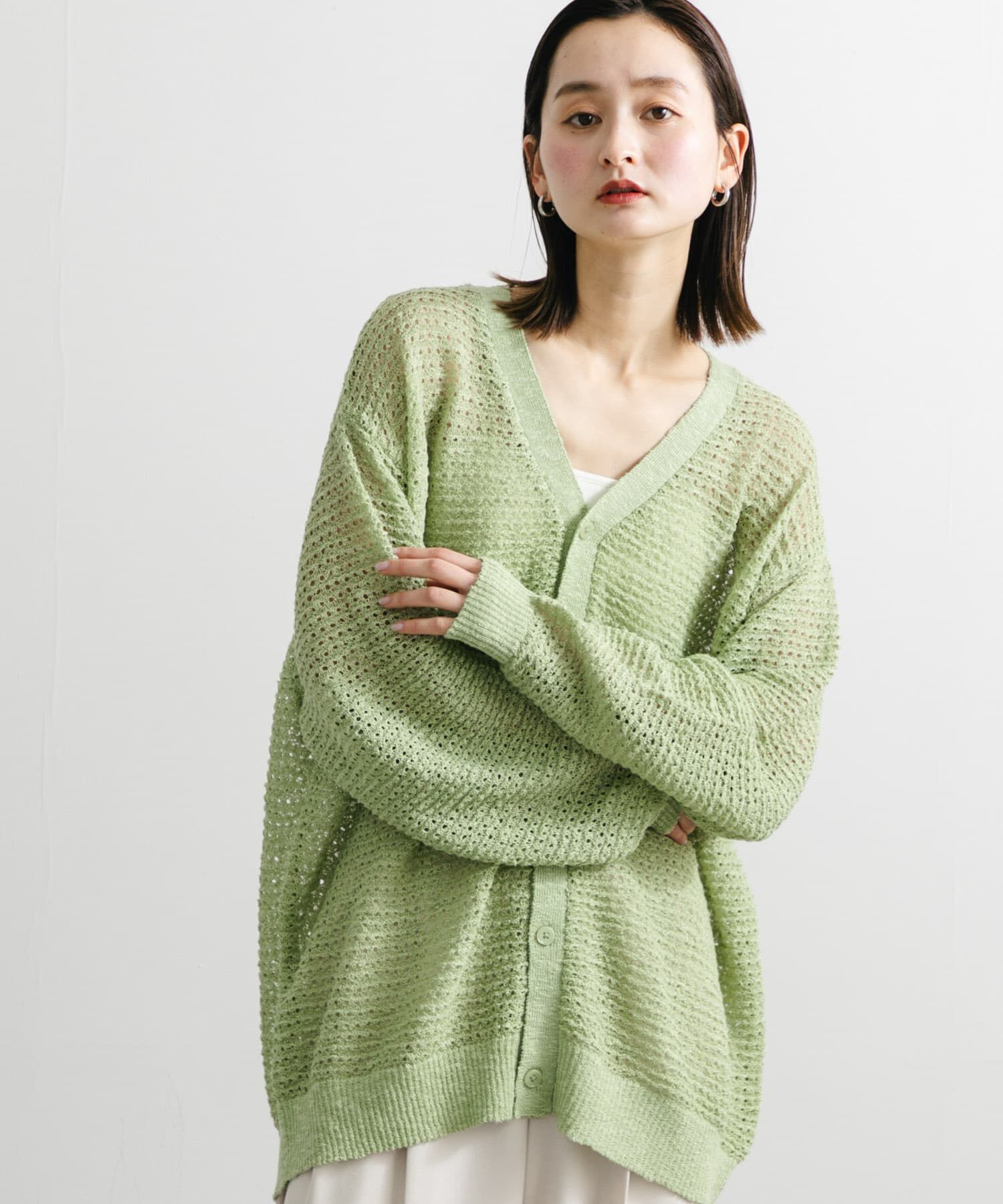 SENSE OF PLACE by URBAN RESEARCH「『ユニセックス』『洗濯可』シアーVネックカーディガン」|カーディガン|