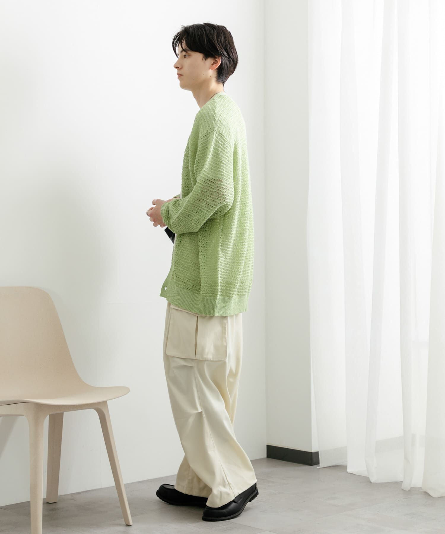 SENSE OF PLACE by URBAN RESEARCH「『ユニセックス』『洗濯可』シアーVネックカーディガン」|カーディガン|