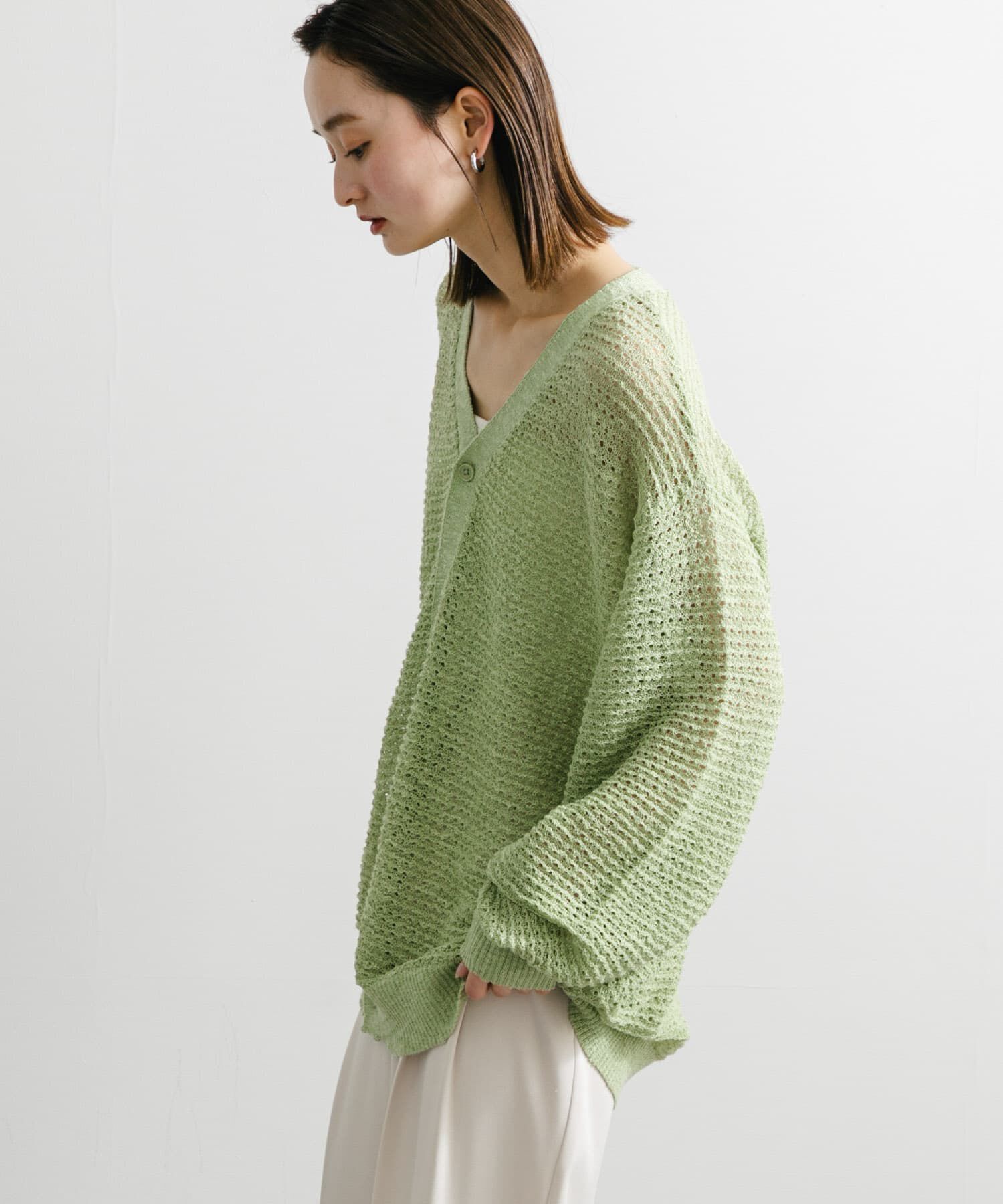 SENSE OF PLACE by URBAN RESEARCH「『ユニセックス』『洗濯可』シアーVネックカーディガン」|カーディガン|