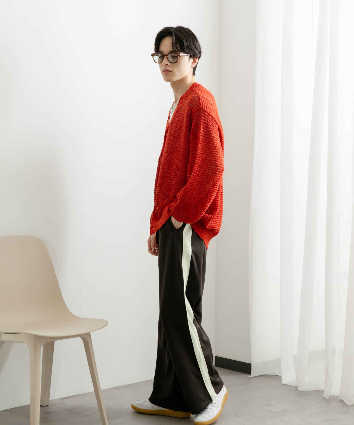 SENSE OF PLACE by URBAN RESEARCH「『ユニセックス』『洗濯可』シアーVネックカーディガン」|カーディガン|