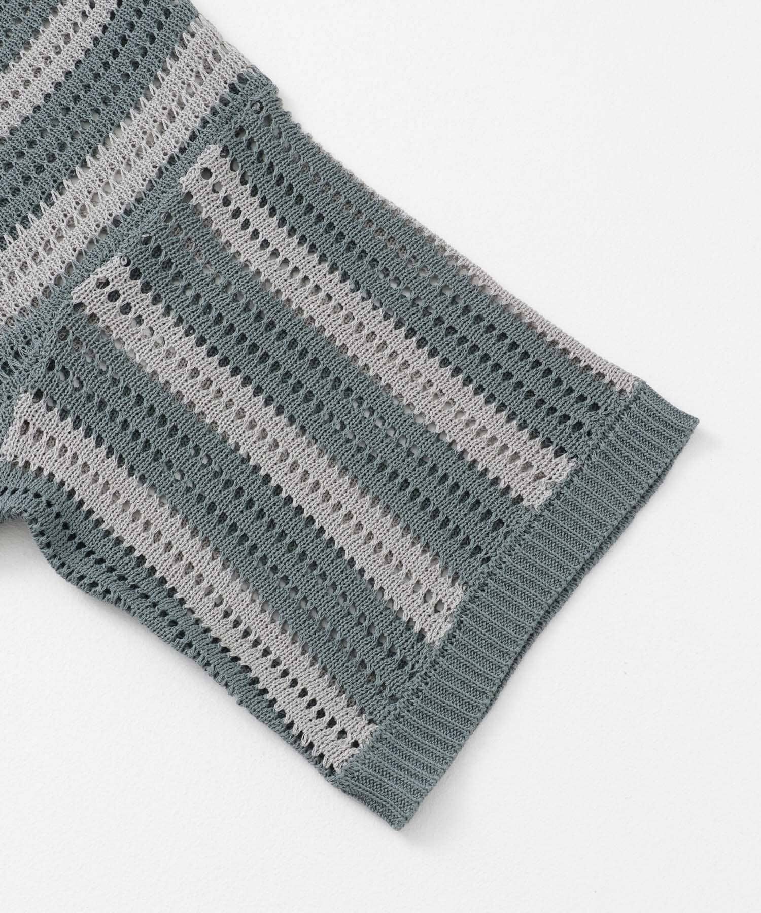 SENSE OF PLACE by URBAN RESEARCH「ストライプショートスリーブニットシャツ」|ニット・セーター|