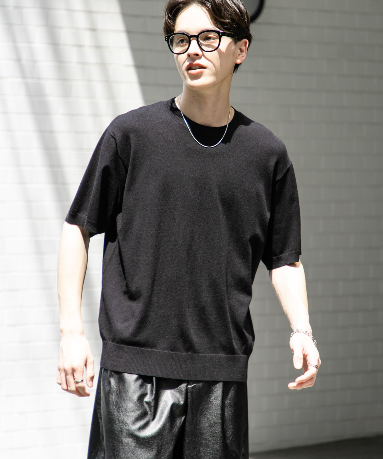 SENSE OF PLACE by URBAN RESEARCH「クルーネックニットショートスリーブTシャツ」|ニット・セーター|