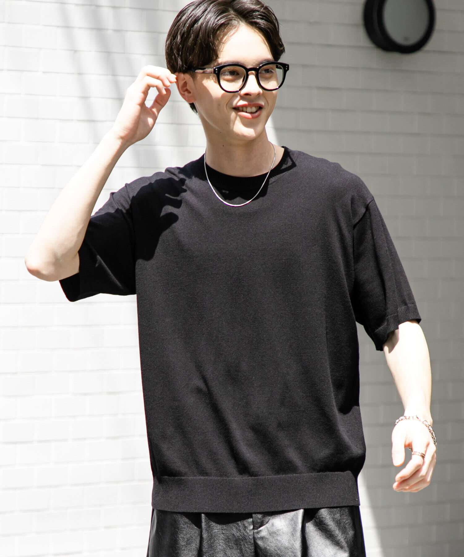 SENSE OF PLACE by URBAN RESEARCH「クルーネックニットショートスリーブTシャツ」|ニット・セーター|