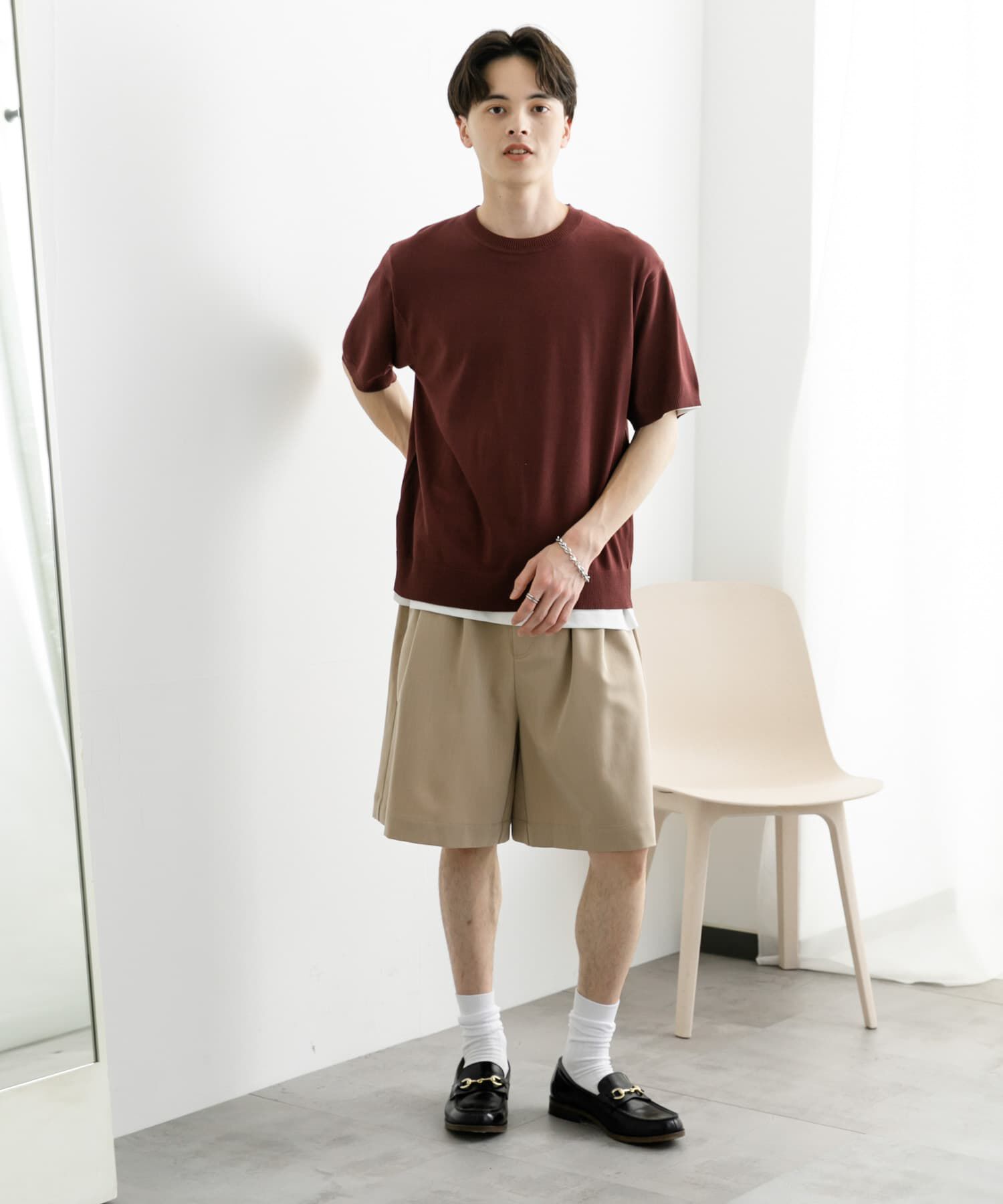 SENSE OF PLACE by URBAN RESEARCH「クルーネックニットショートスリーブTシャツ」|ニット・セーター|