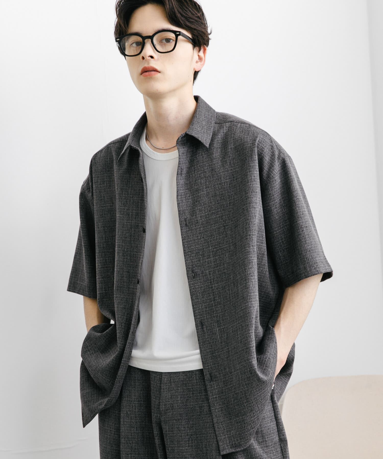 SENSE OF PLACE by URBAN RESEARCH「メランジレギュラーカラーショートスリーブシャツ」|シャツ・ブラウス|