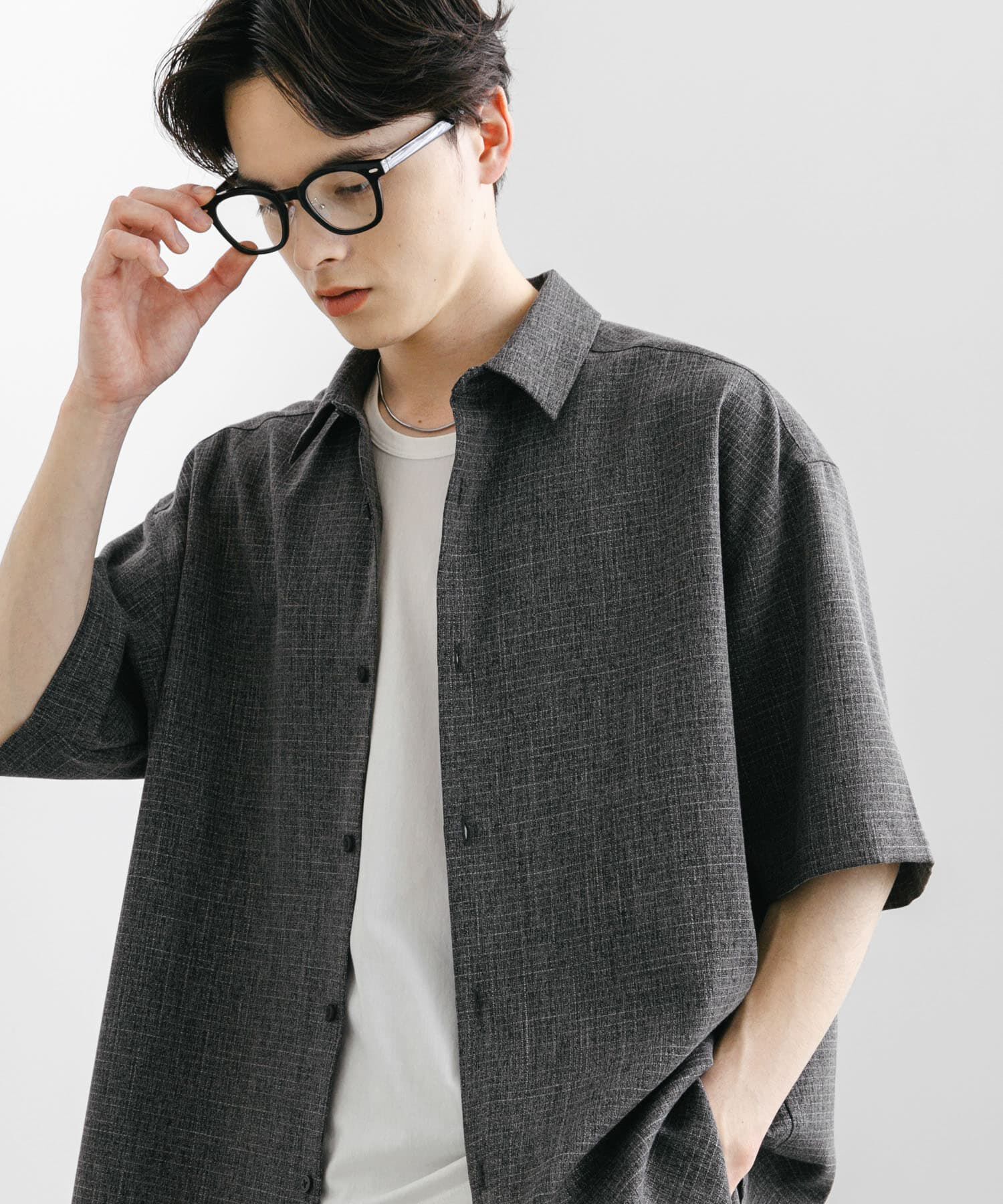 SENSE OF PLACE by URBAN RESEARCH「メランジレギュラーカラーショートスリーブシャツ」|シャツ・ブラウス|