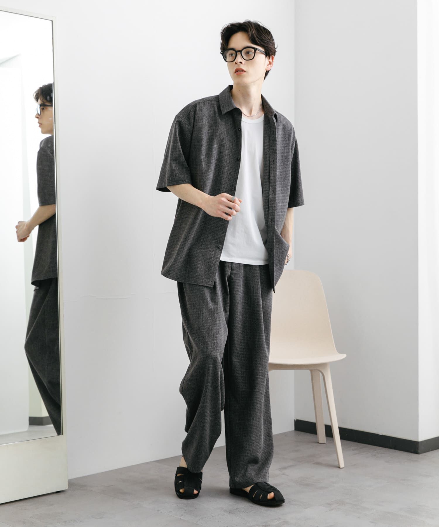 SENSE OF PLACE by URBAN RESEARCH「メランジレギュラーカラーショートスリーブシャツ」|シャツ・ブラウス|