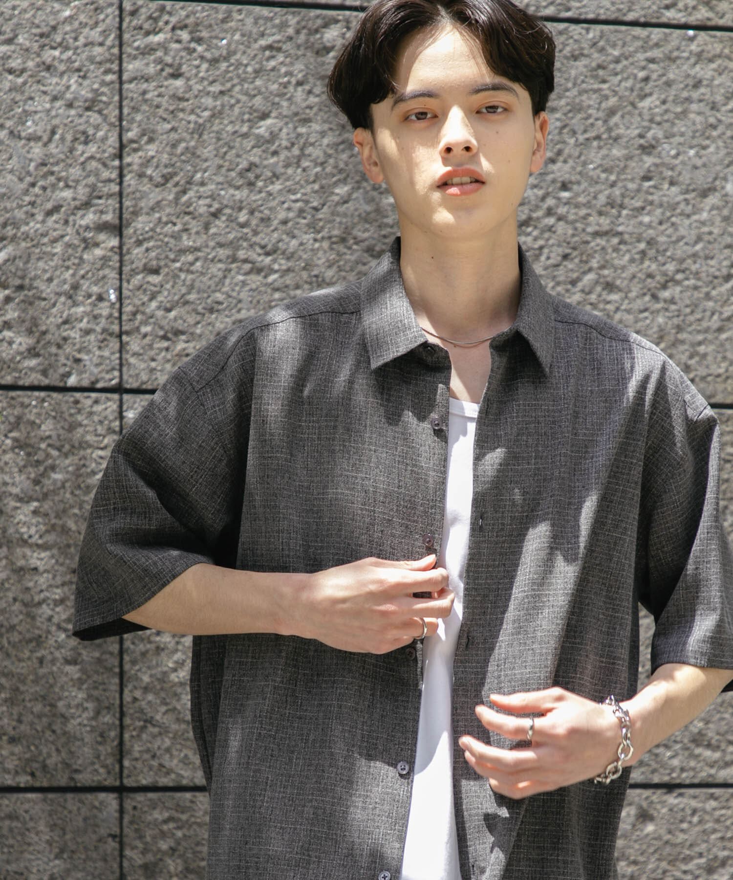 SENSE OF PLACE by URBAN RESEARCH「メランジレギュラーカラーショートスリーブシャツ」|シャツ・ブラウス|