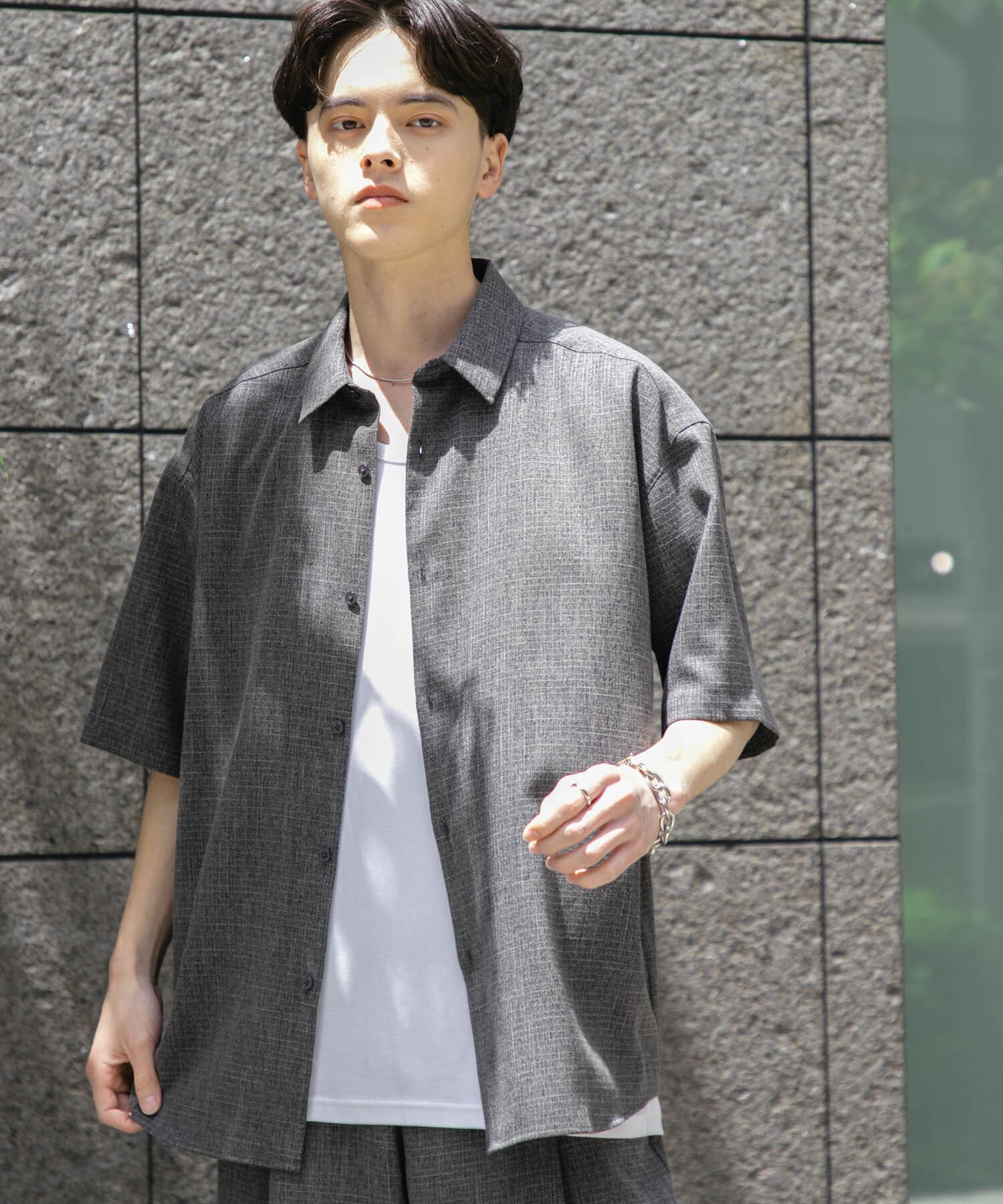 SENSE OF PLACE by URBAN RESEARCH「メランジレギュラーカラーショートスリーブシャツ」|シャツ・ブラウス|