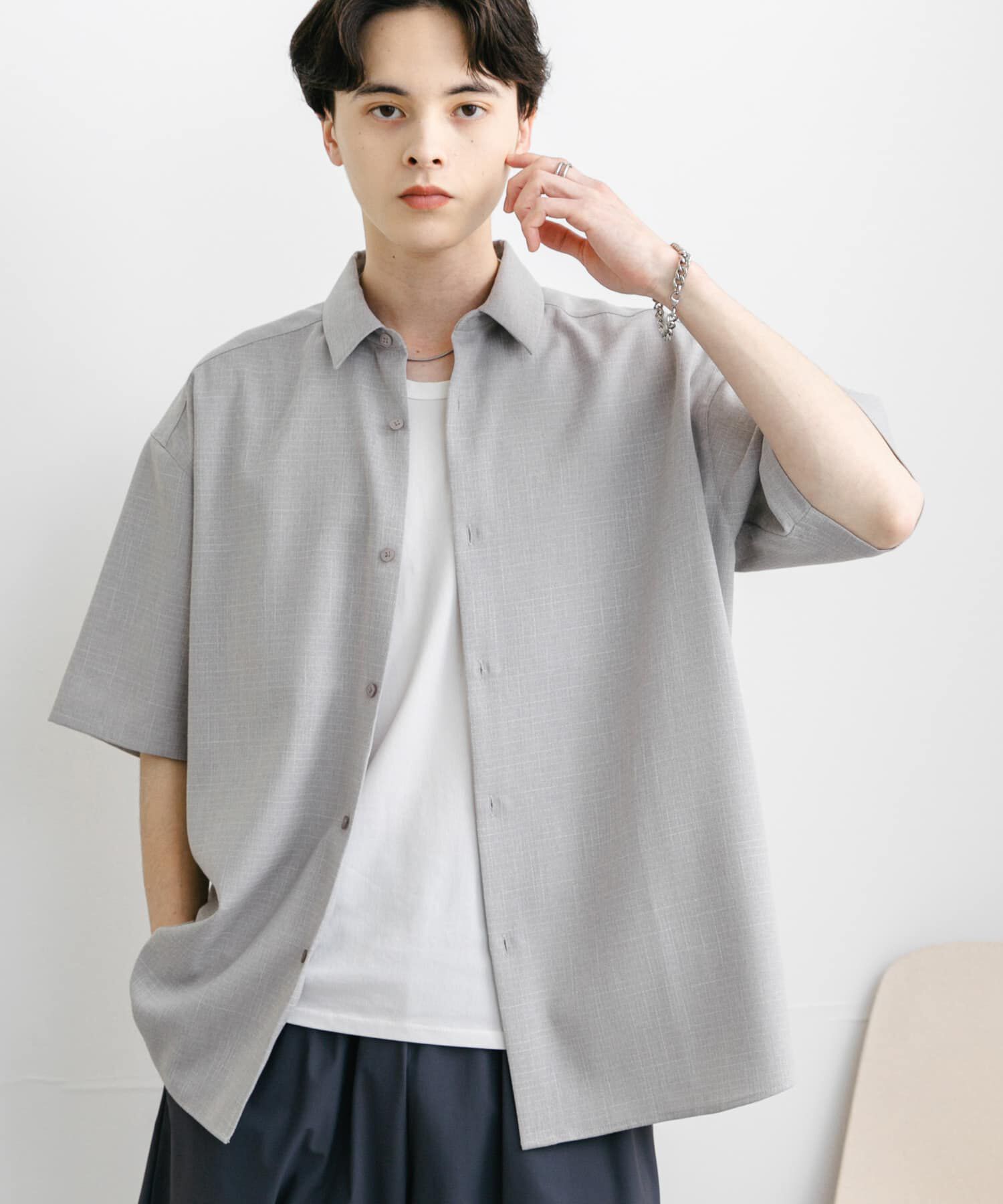 SENSE OF PLACE by URBAN RESEARCH「メランジレギュラーカラーショートスリーブシャツ」|シャツ・ブラウス|