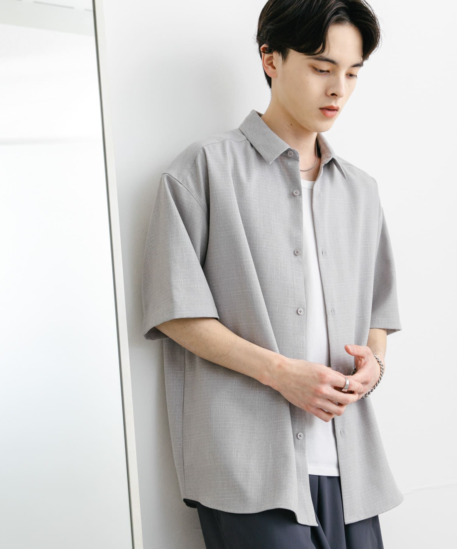 SENSE OF PLACE by URBAN RESEARCH「メランジレギュラーカラーショートスリーブシャツ」|シャツ・ブラウス|