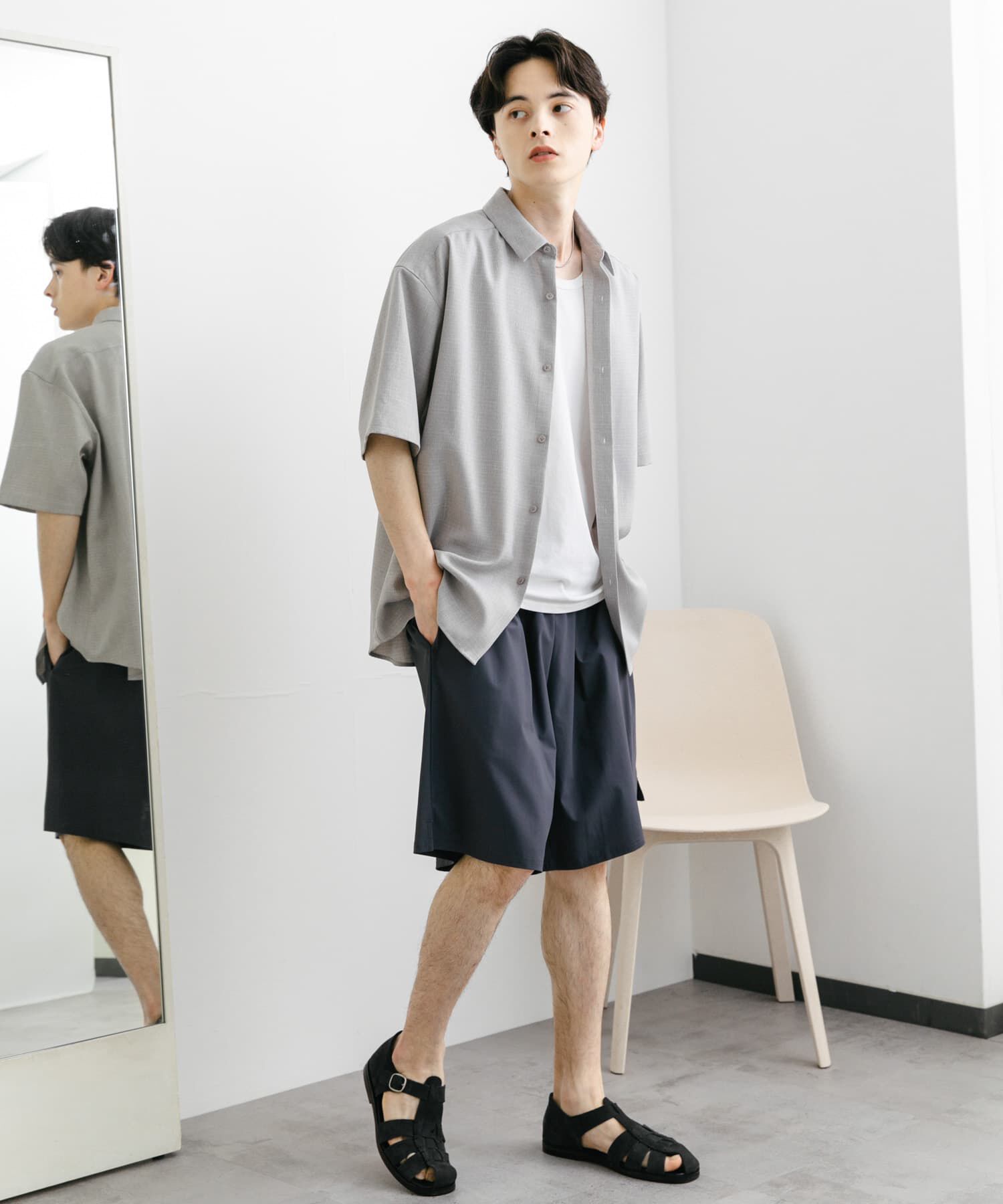 SENSE OF PLACE by URBAN RESEARCH「メランジレギュラーカラーショートスリーブシャツ」|シャツ・ブラウス|