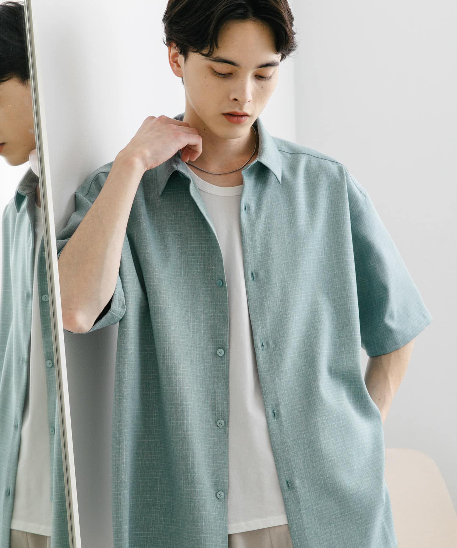 SENSE OF PLACE by URBAN RESEARCH「メランジレギュラーカラーショートスリーブシャツ」|シャツ・ブラウス|ミント