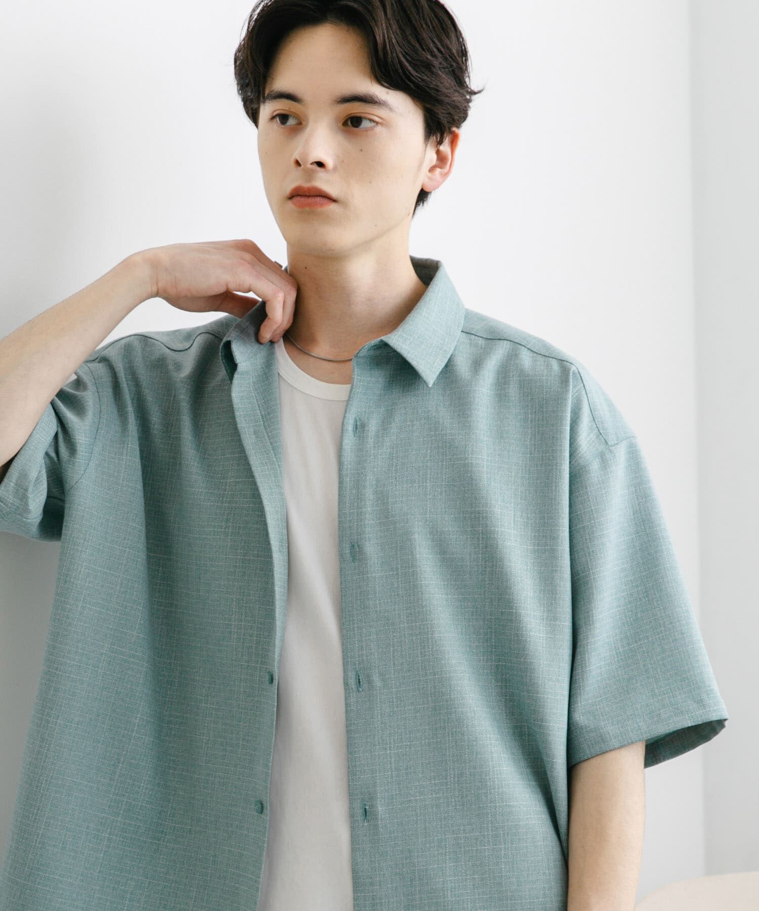 SENSE OF PLACE by URBAN RESEARCH「メランジレギュラーカラーショートスリーブシャツ」|シャツ・ブラウス|