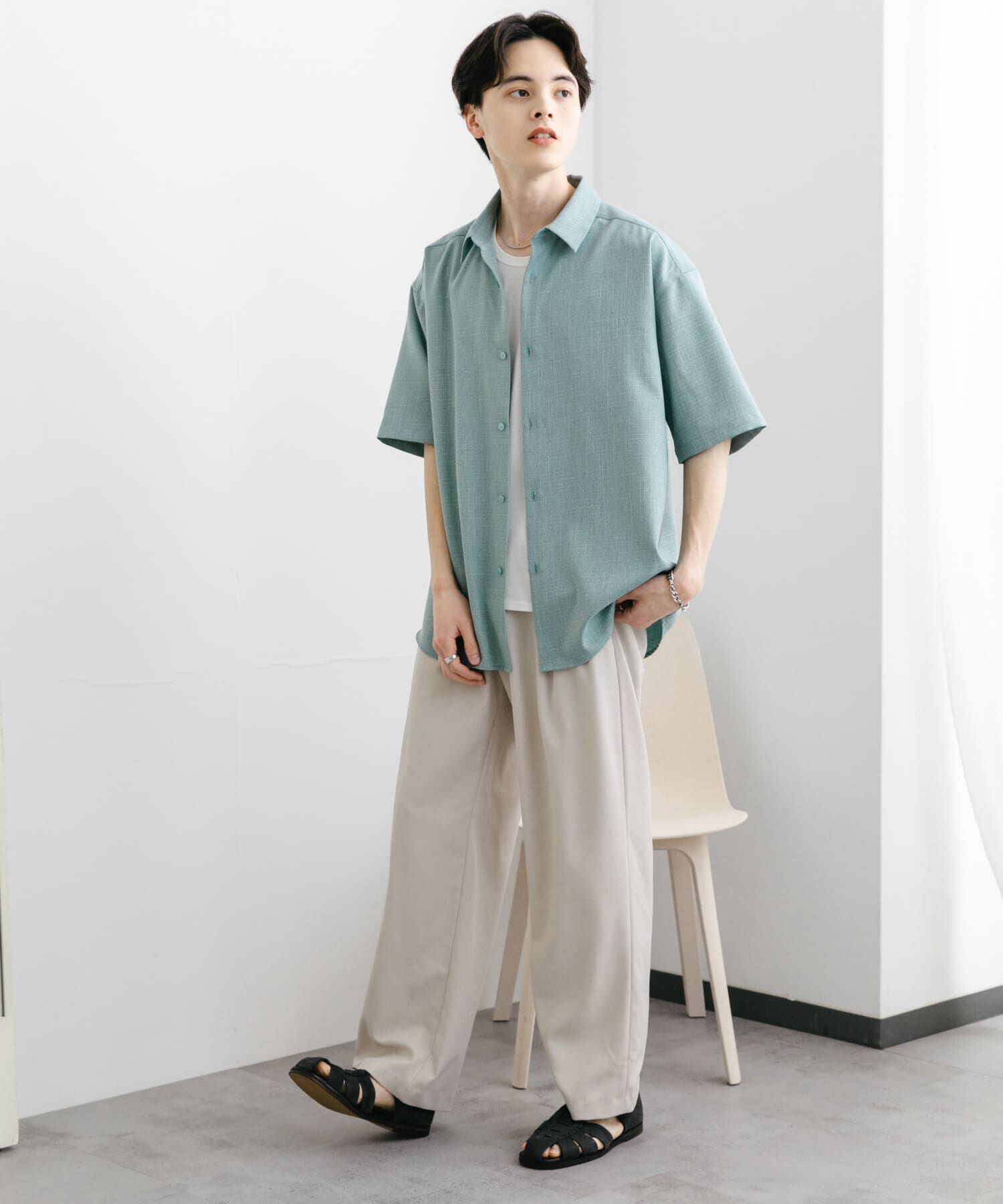 SENSE OF PLACE by URBAN RESEARCH「メランジレギュラーカラーショートスリーブシャツ」|シャツ・ブラウス|