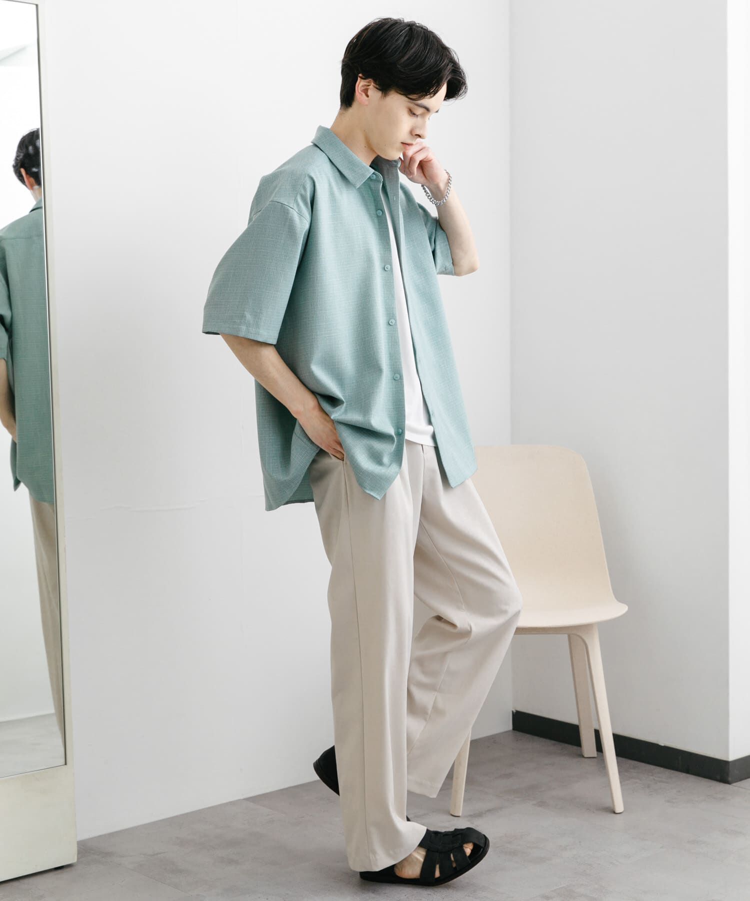 SENSE OF PLACE by URBAN RESEARCH「メランジレギュラーカラーショートスリーブシャツ」|シャツ・ブラウス|