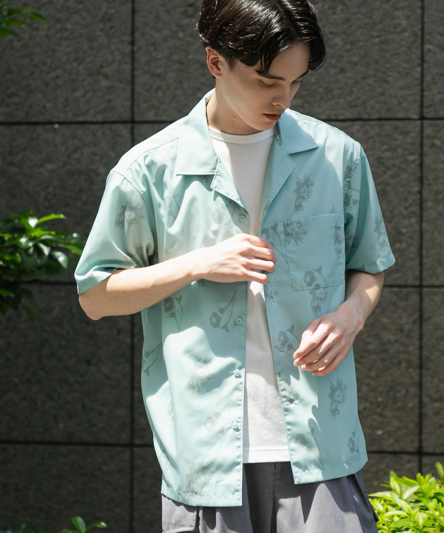 SENSE OF PLACE by URBAN RESEARCH「『ユニセックス』ボタニカルオープンカラーショートスリーブシャツ」|シャツ・ブラウス|