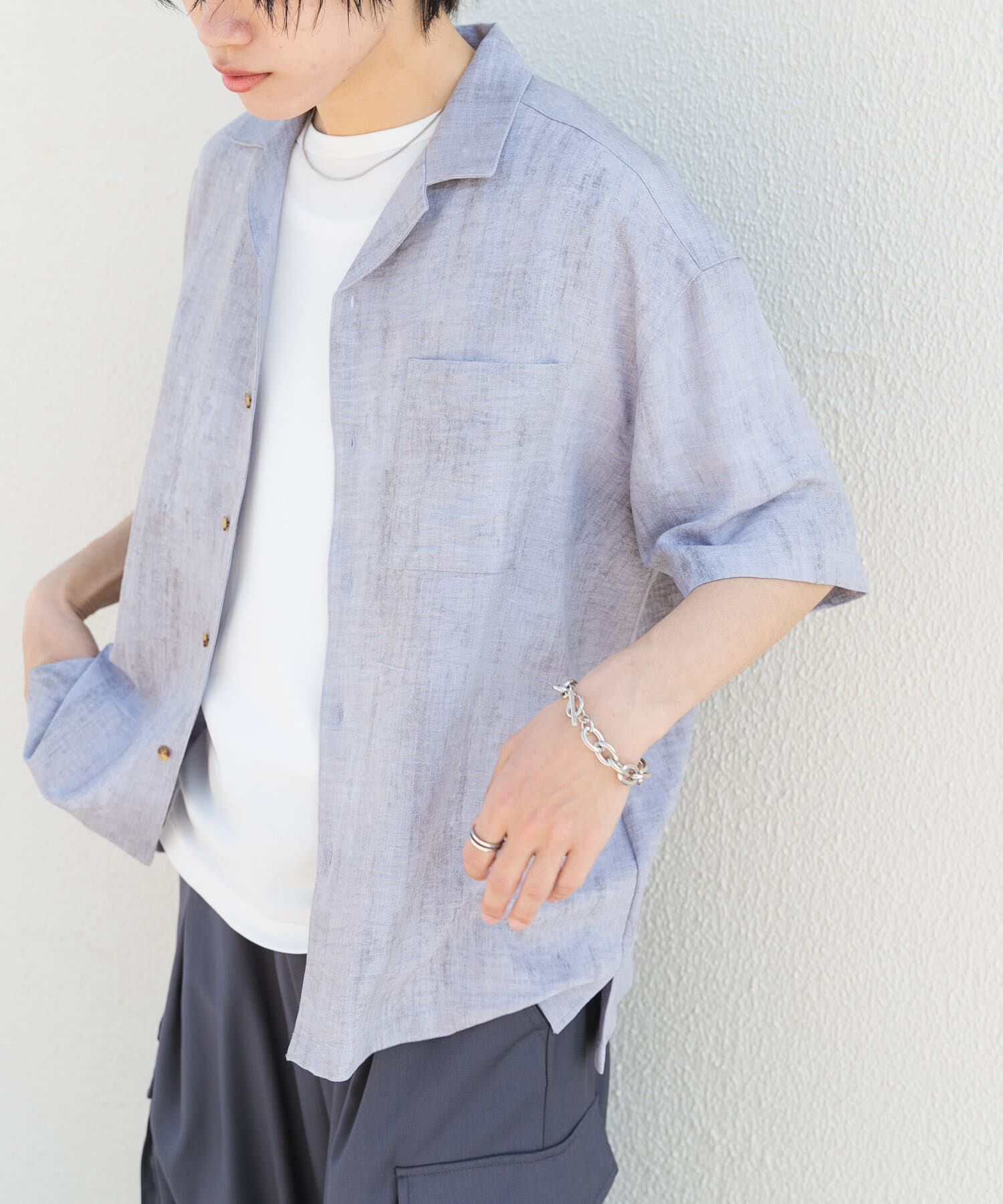 SENSE OF PLACE by URBAN RESEARCH「マーブルオープンカラーショートスリーブシャツ」|シャツ・ブラウス|