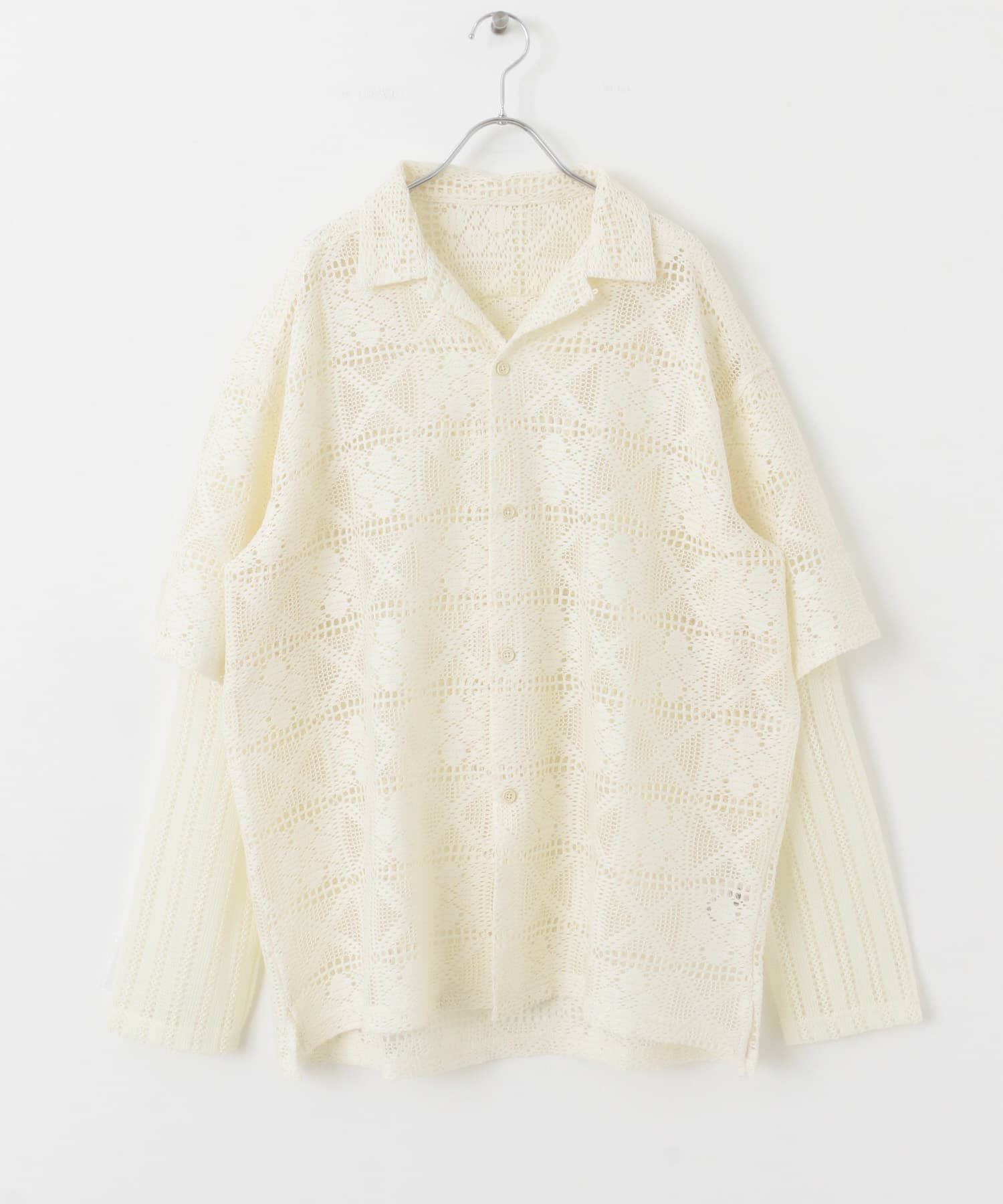 SENSE OF PLACE by URBAN RESEARCH「レースフェイクレイヤードロングスリーブシャツ」|シャツ・ブラウス|