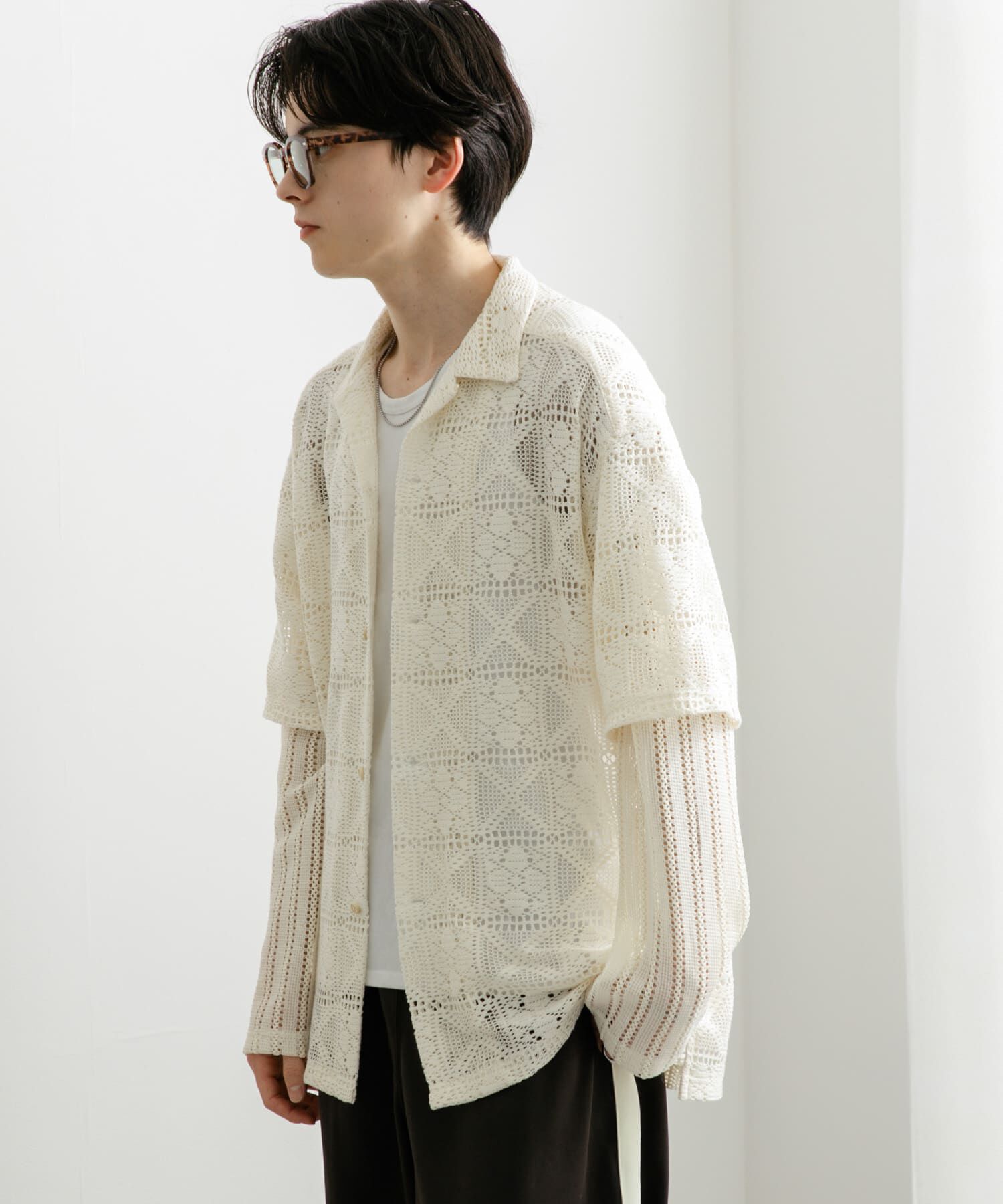 SENSE OF PLACE by URBAN RESEARCH「レースフェイクレイヤードロングスリーブシャツ」|シャツ・ブラウス|