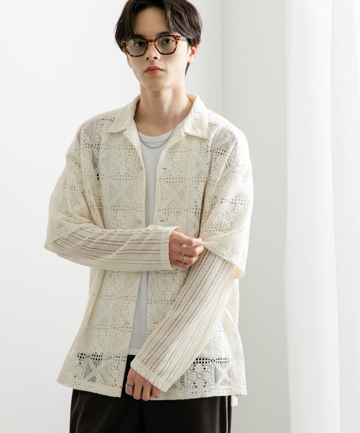 SENSE OF PLACE by URBAN RESEARCH「レースフェイクレイヤードロングスリーブシャツ」|シャツ・ブラウス|