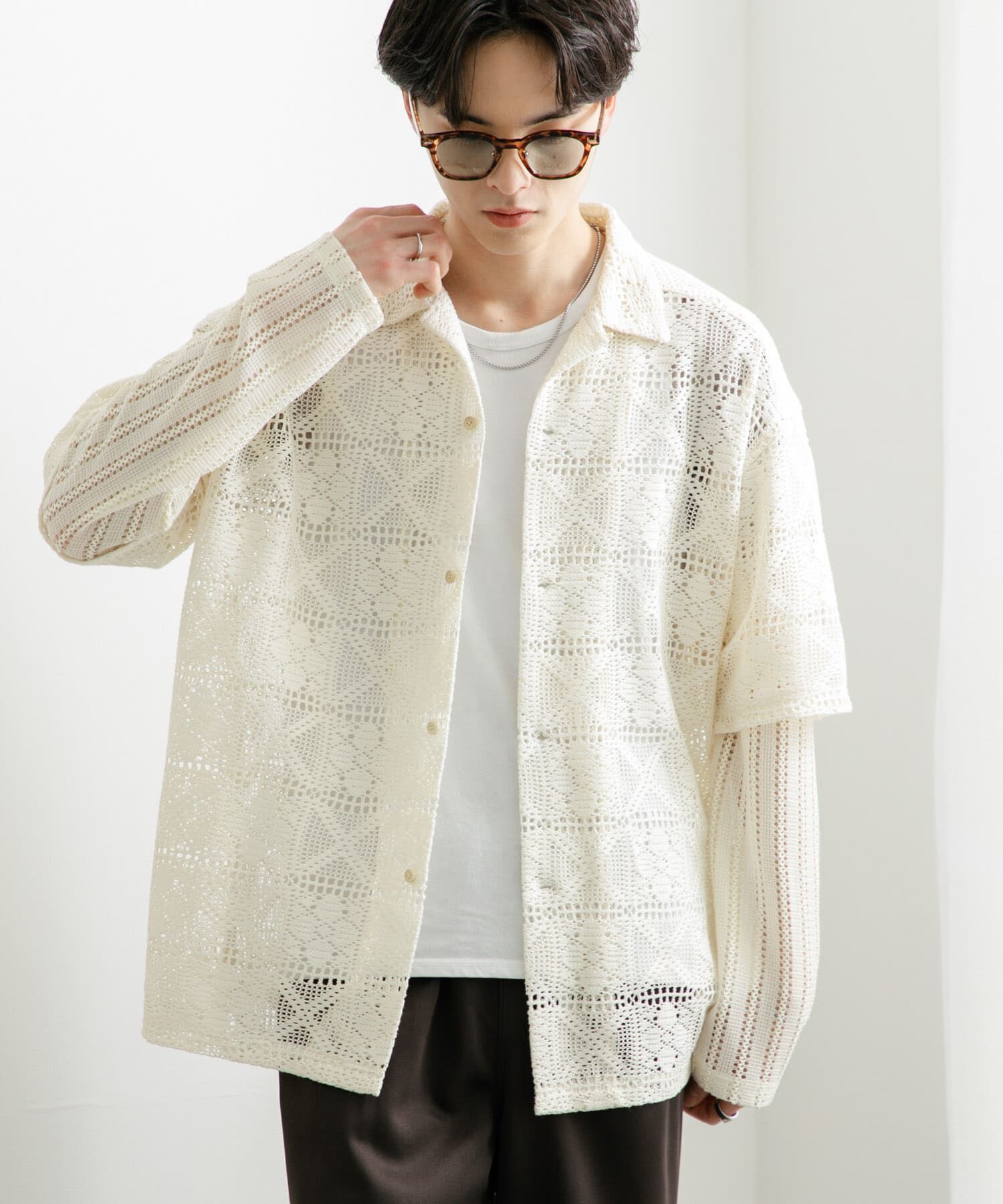 SENSE OF PLACE by URBAN RESEARCH「レースフェイクレイヤードロングスリーブシャツ」|シャツ・ブラウス|