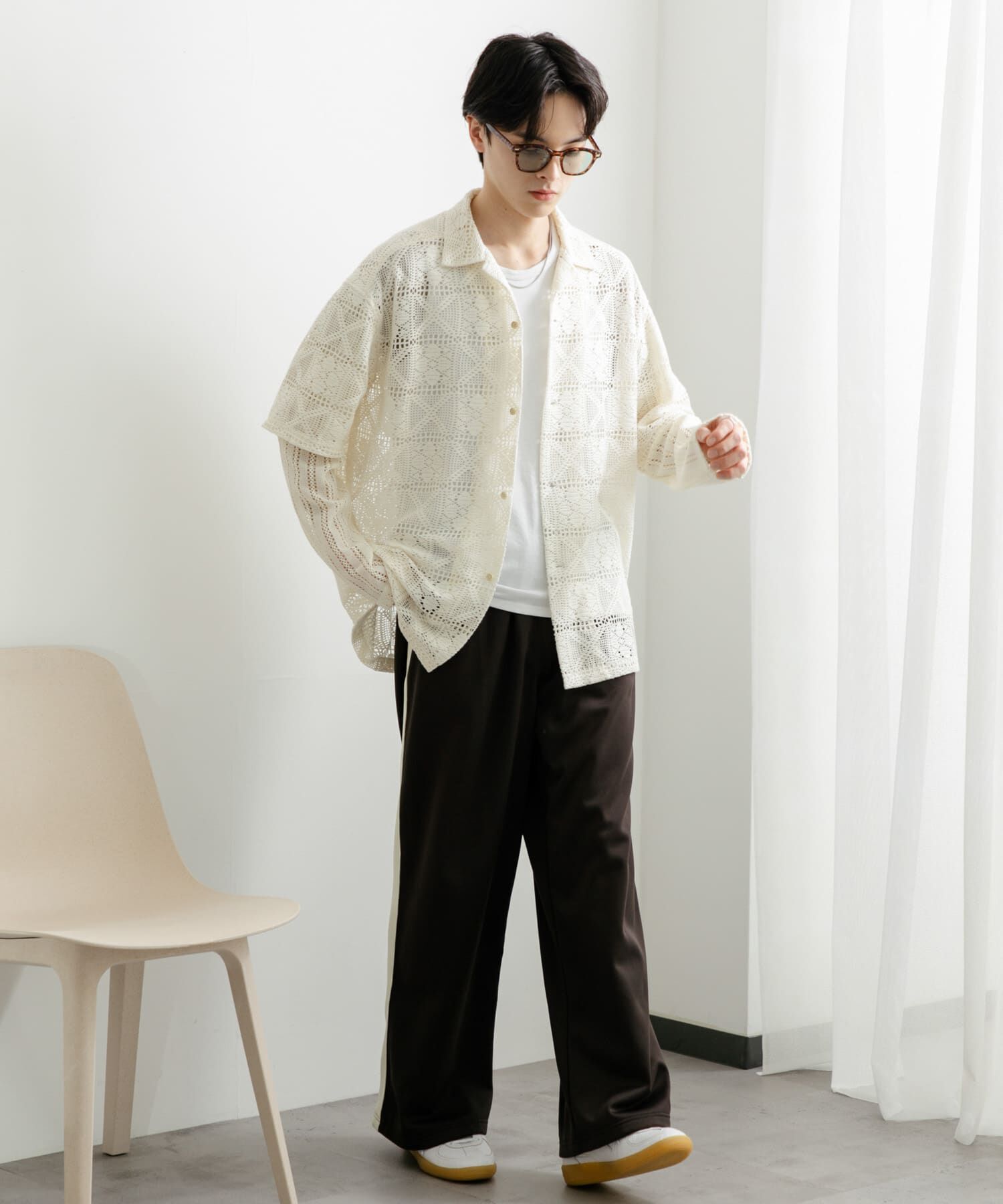 SENSE OF PLACE by URBAN RESEARCH「レースフェイクレイヤードロングスリーブシャツ」|シャツ・ブラウス|