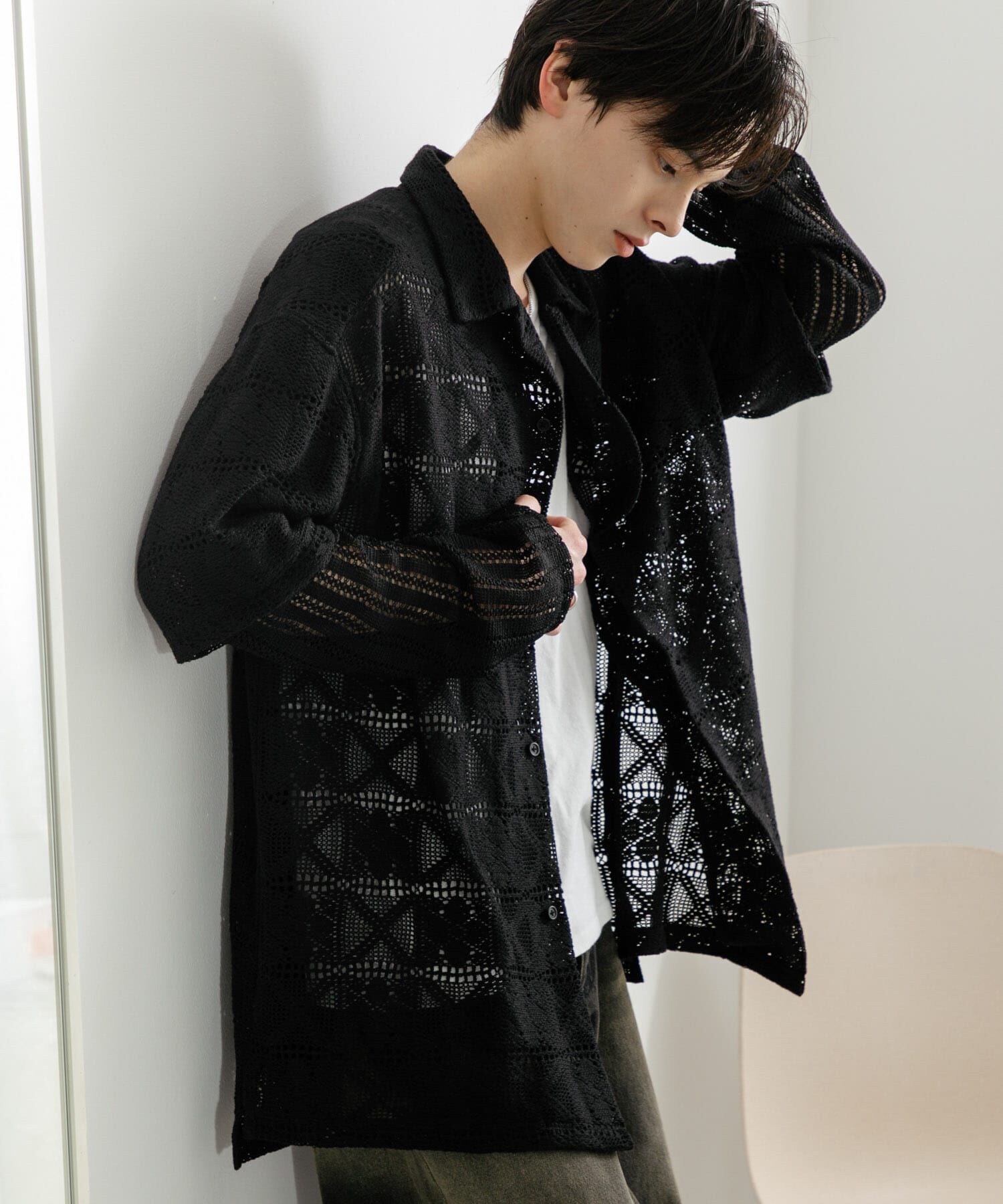 SENSE OF PLACE by URBAN RESEARCH「レースフェイクレイヤードロングスリーブシャツ」|シャツ・ブラウス|