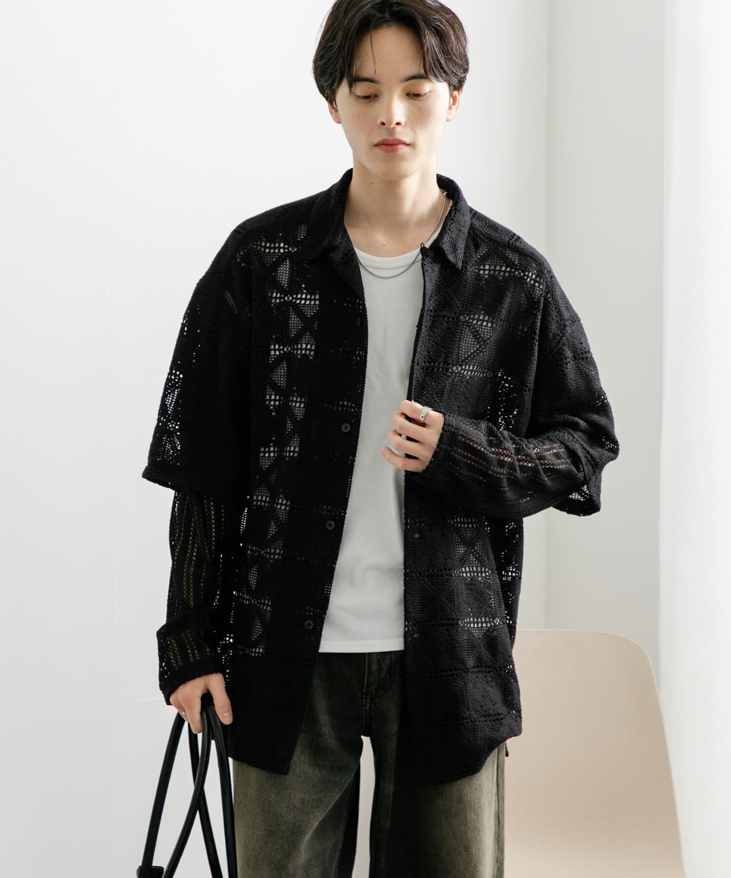 SENSE OF PLACE by URBAN RESEARCH「レースフェイクレイヤードロングスリーブシャツ」|シャツ・ブラウス|