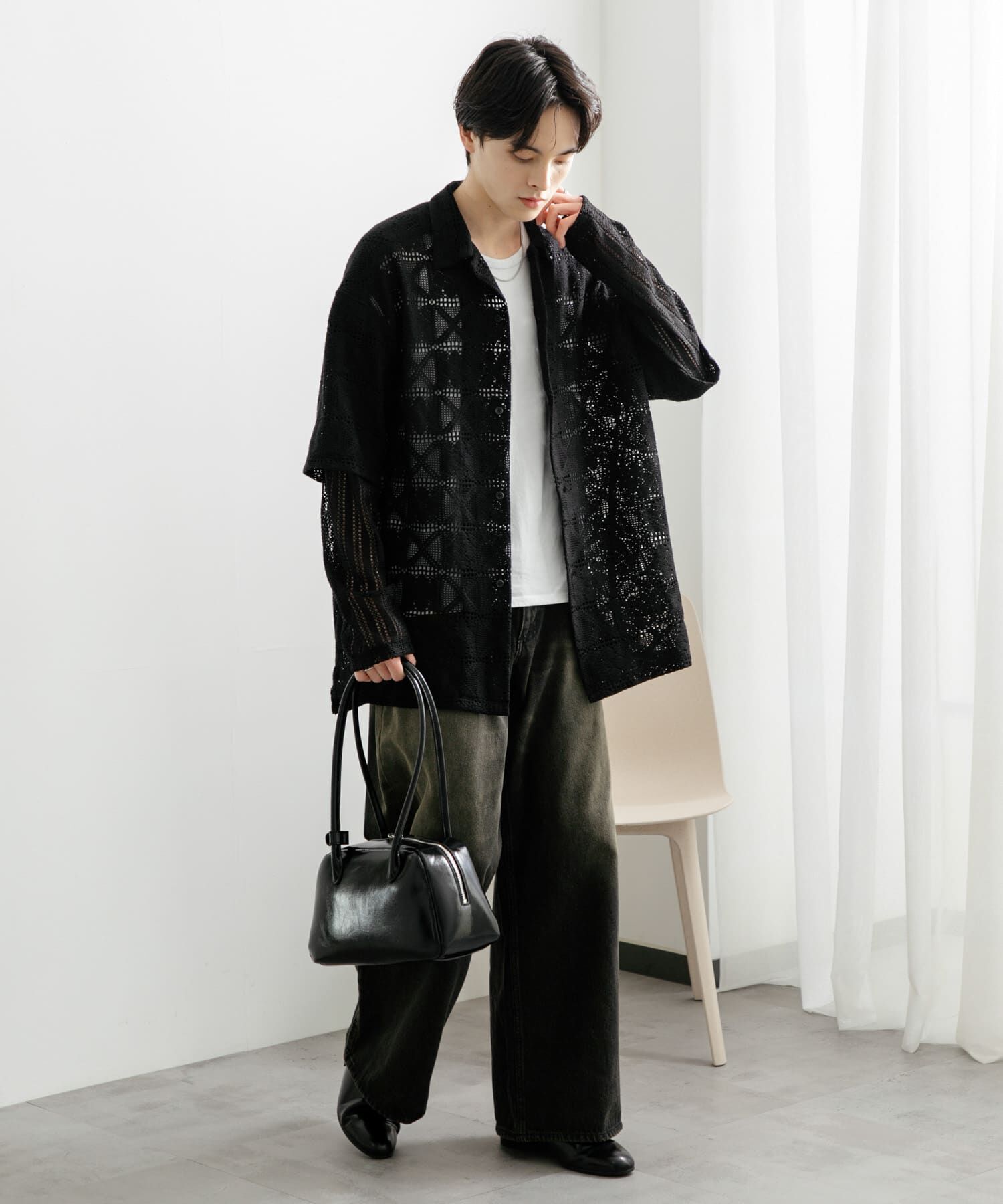 SENSE OF PLACE by URBAN RESEARCH「レースフェイクレイヤードロングスリーブシャツ」|シャツ・ブラウス|