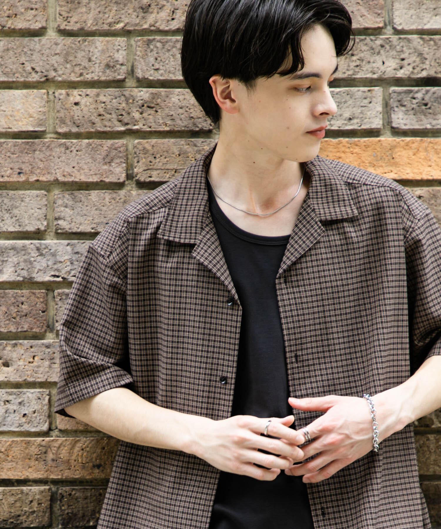 SENSE OF PLACE by URBAN RESEARCH「グレンチェックオープンカラーショートスリーブシャツ」|シャツ・ブラウス|