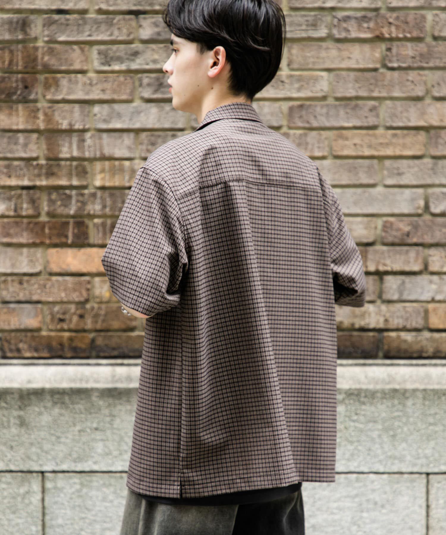 SENSE OF PLACE by URBAN RESEARCH「グレンチェックオープンカラーショートスリーブシャツ」|シャツ・ブラウス|