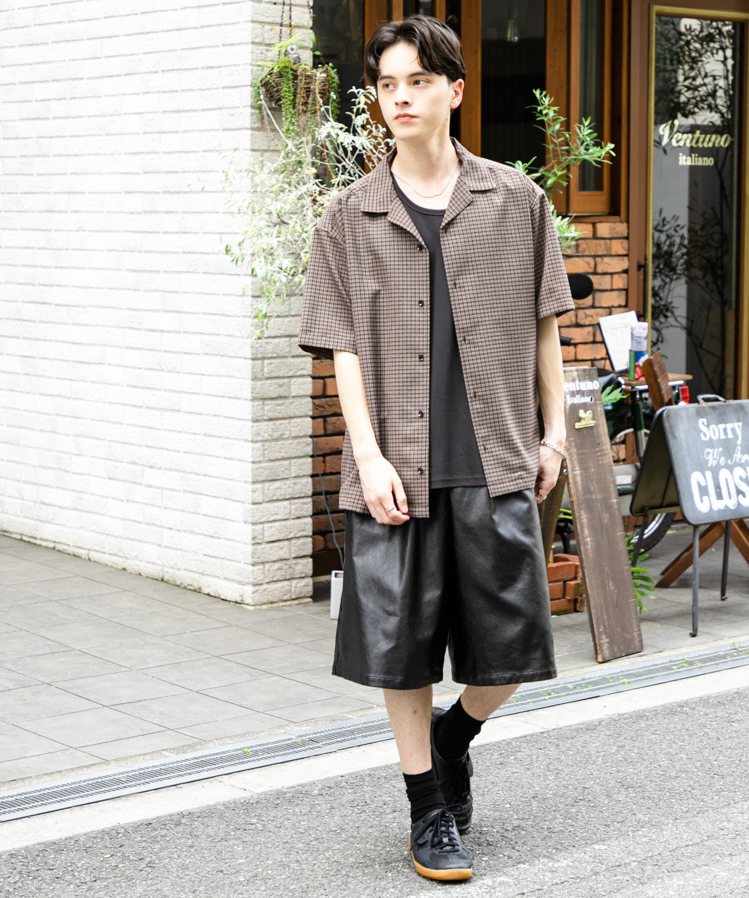 SENSE OF PLACE by URBAN RESEARCH「グレンチェックオープンカラーショートスリーブシャツ」|シャツ・ブラウス|