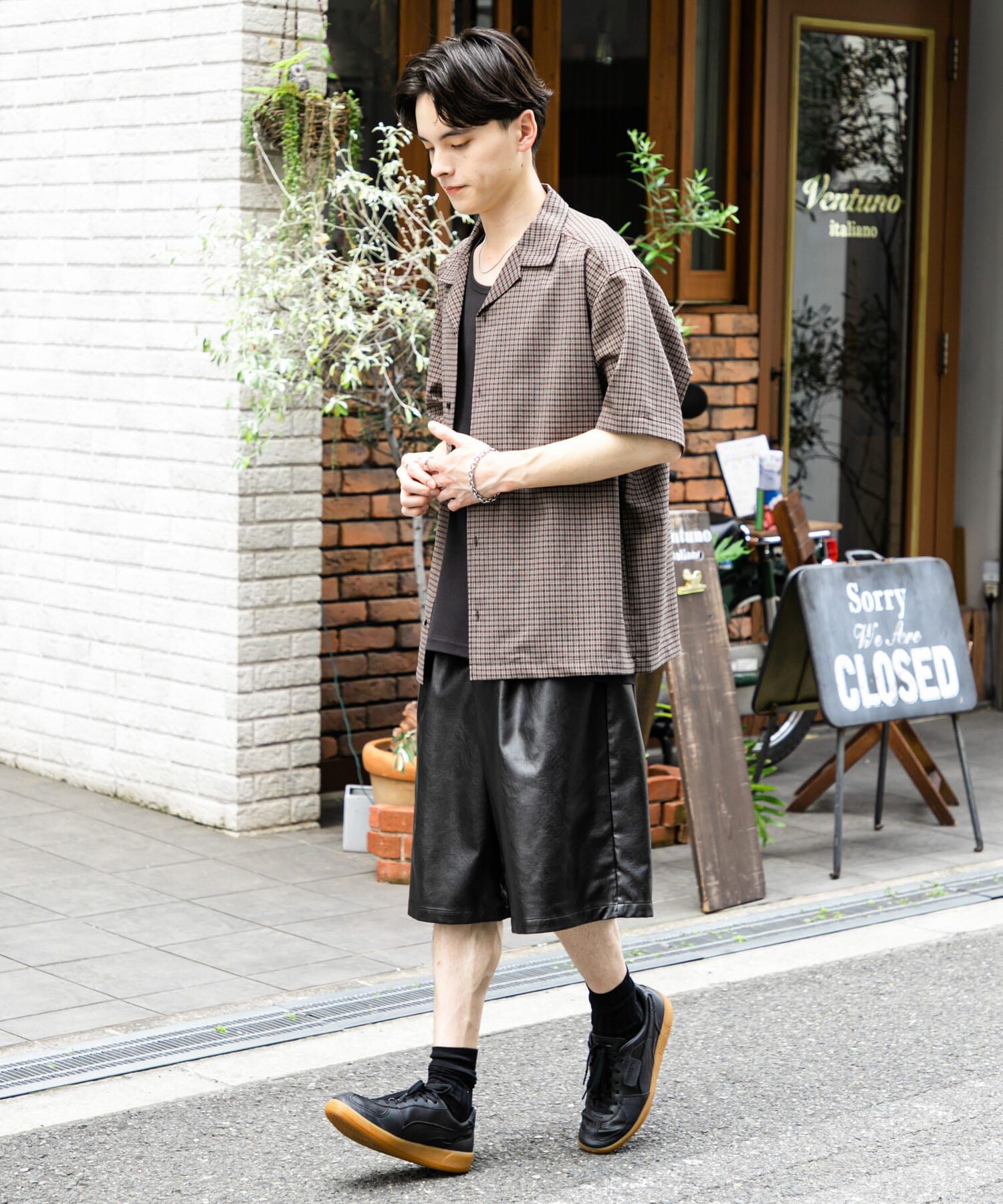 SENSE OF PLACE by URBAN RESEARCH「グレンチェックオープンカラーショートスリーブシャツ」|シャツ・ブラウス|