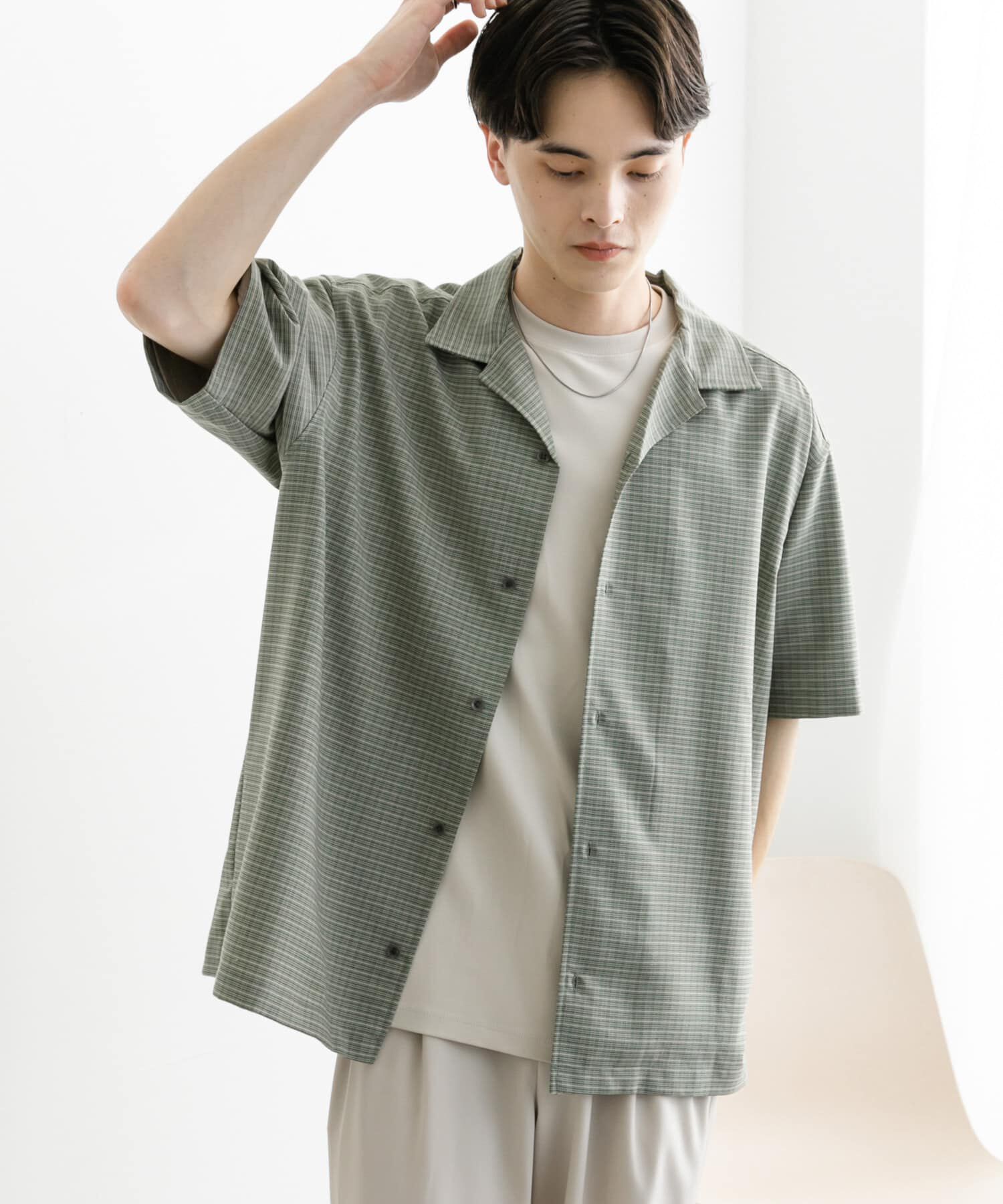 SENSE OF PLACE by URBAN RESEARCH「グレンチェックオープンカラーショートスリーブシャツ」|シャツ・ブラウス|