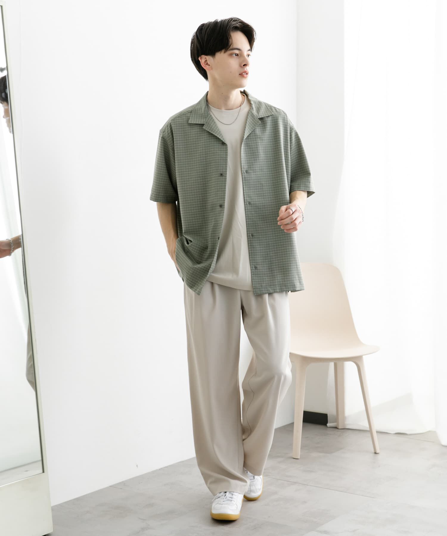 SENSE OF PLACE by URBAN RESEARCH「グレンチェックオープンカラーショートスリーブシャツ」|シャツ・ブラウス|