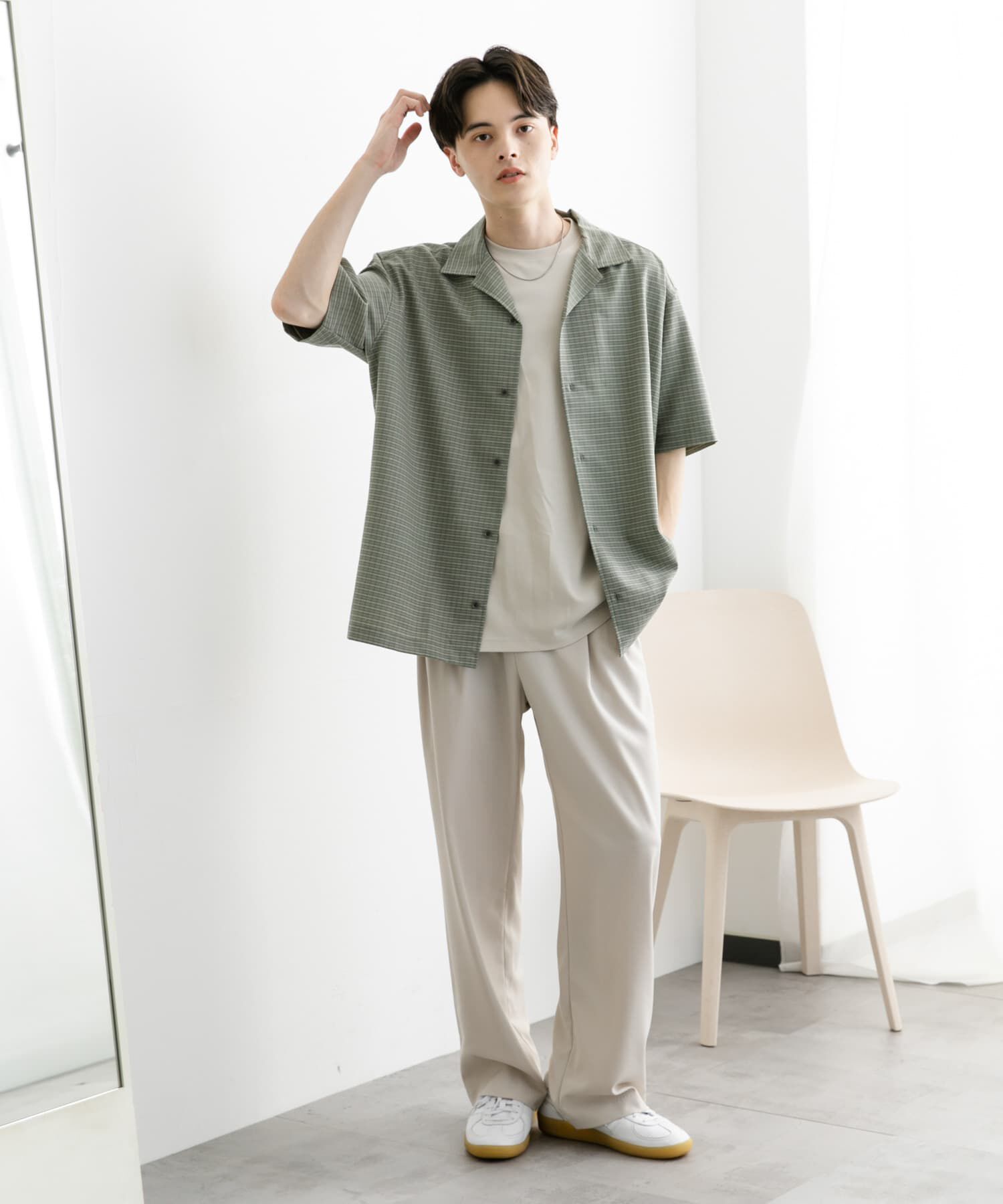 SENSE OF PLACE by URBAN RESEARCH「グレンチェックオープンカラーショートスリーブシャツ」|シャツ・ブラウス|