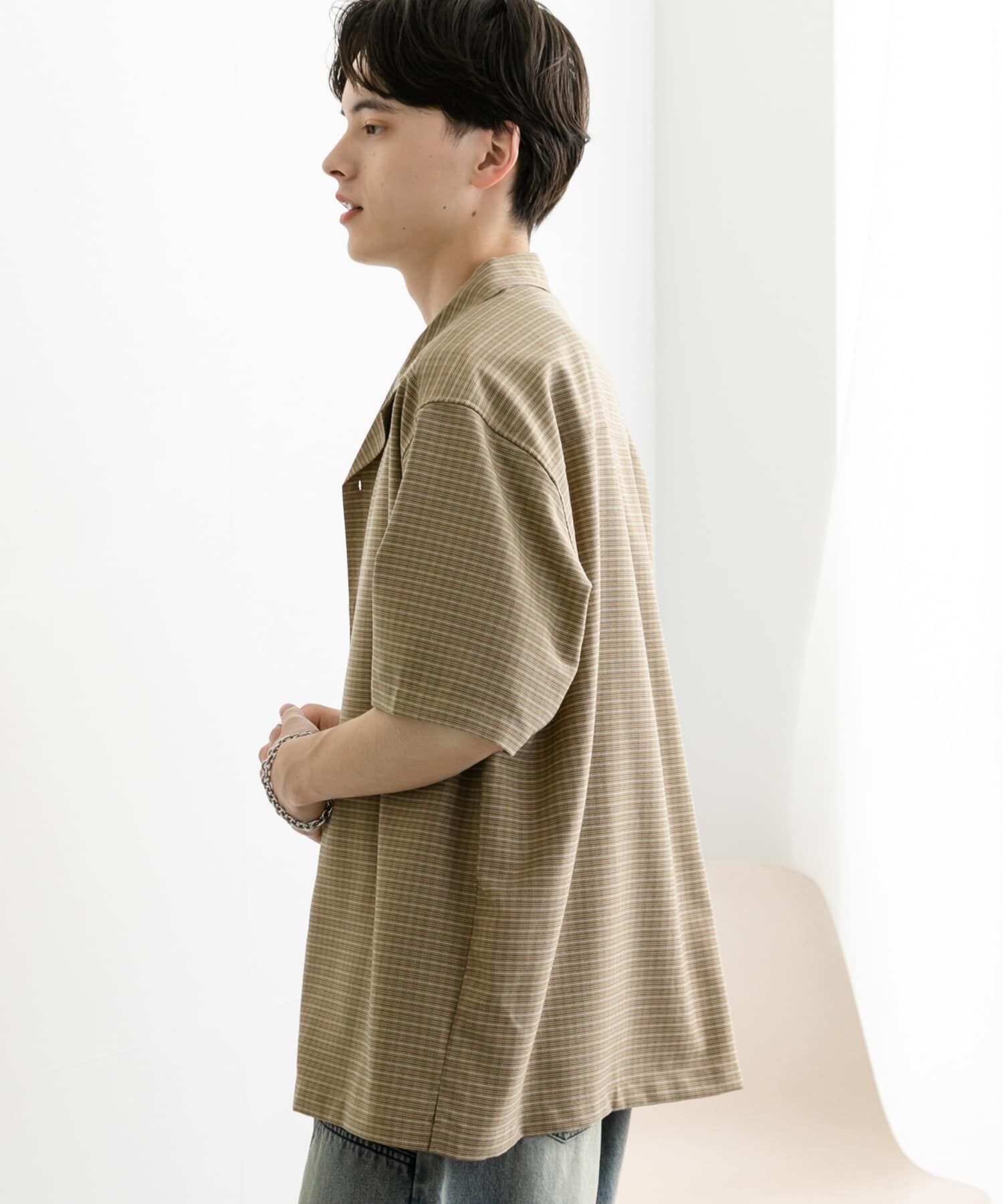 SENSE OF PLACE by URBAN RESEARCH「グレンチェックオープンカラーショートスリーブシャツ」|シャツ・ブラウス|