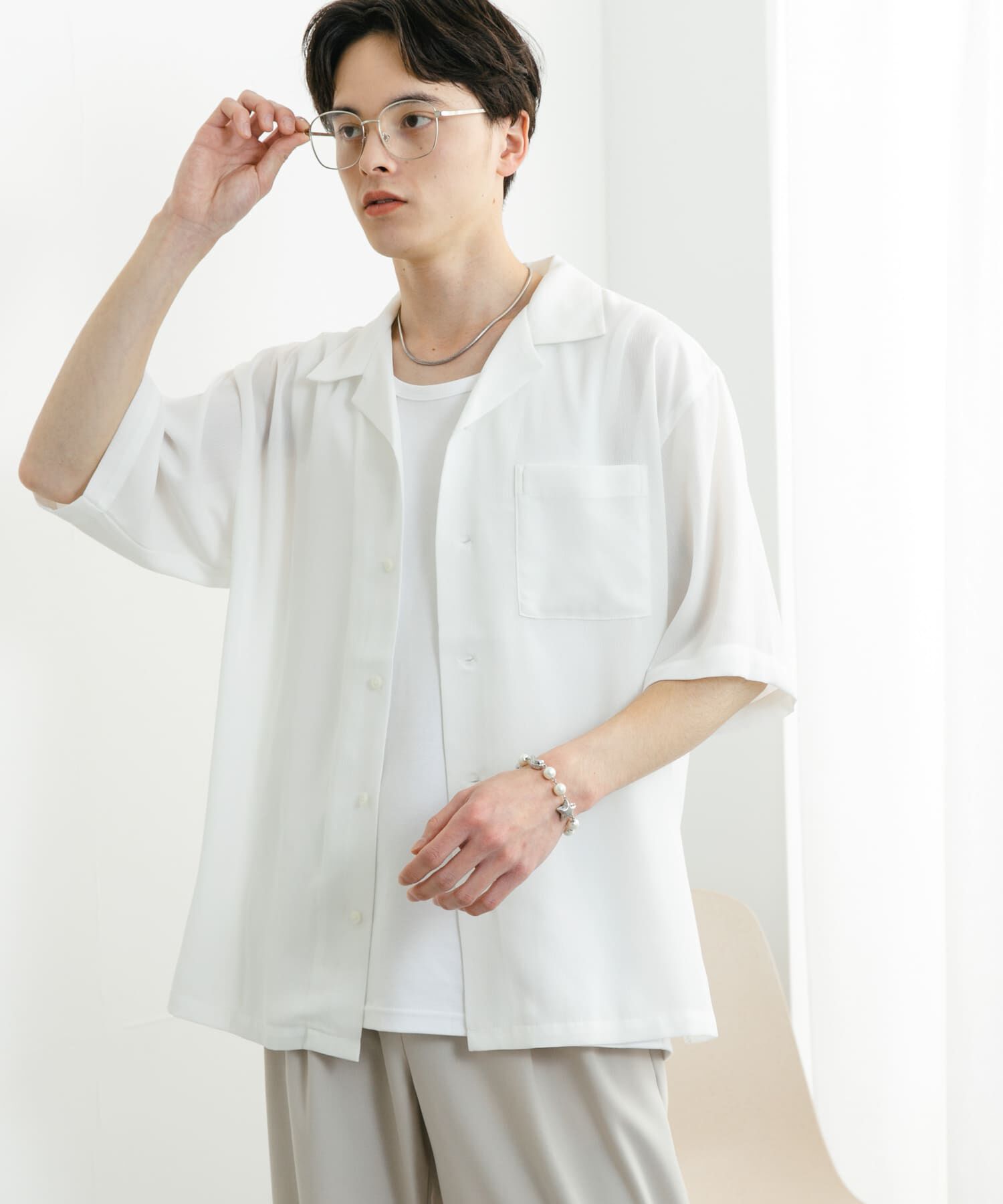 SENSE OF PLACE by URBAN RESEARCH「『ユニセックス』シアーヨウリュウオープンカラーシャツ」|シャツ・ブラウス|