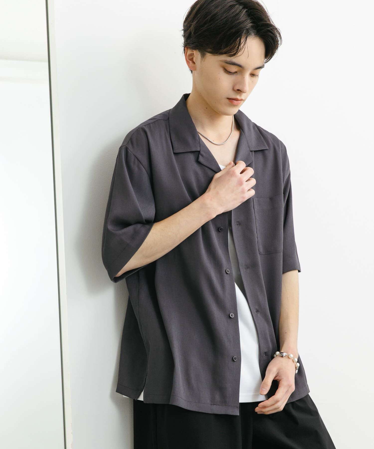 SENSE OF PLACE by URBAN RESEARCH「『ユニセックス』シアーヨウリュウオープンカラーシャツ」|シャツ・ブラウス|