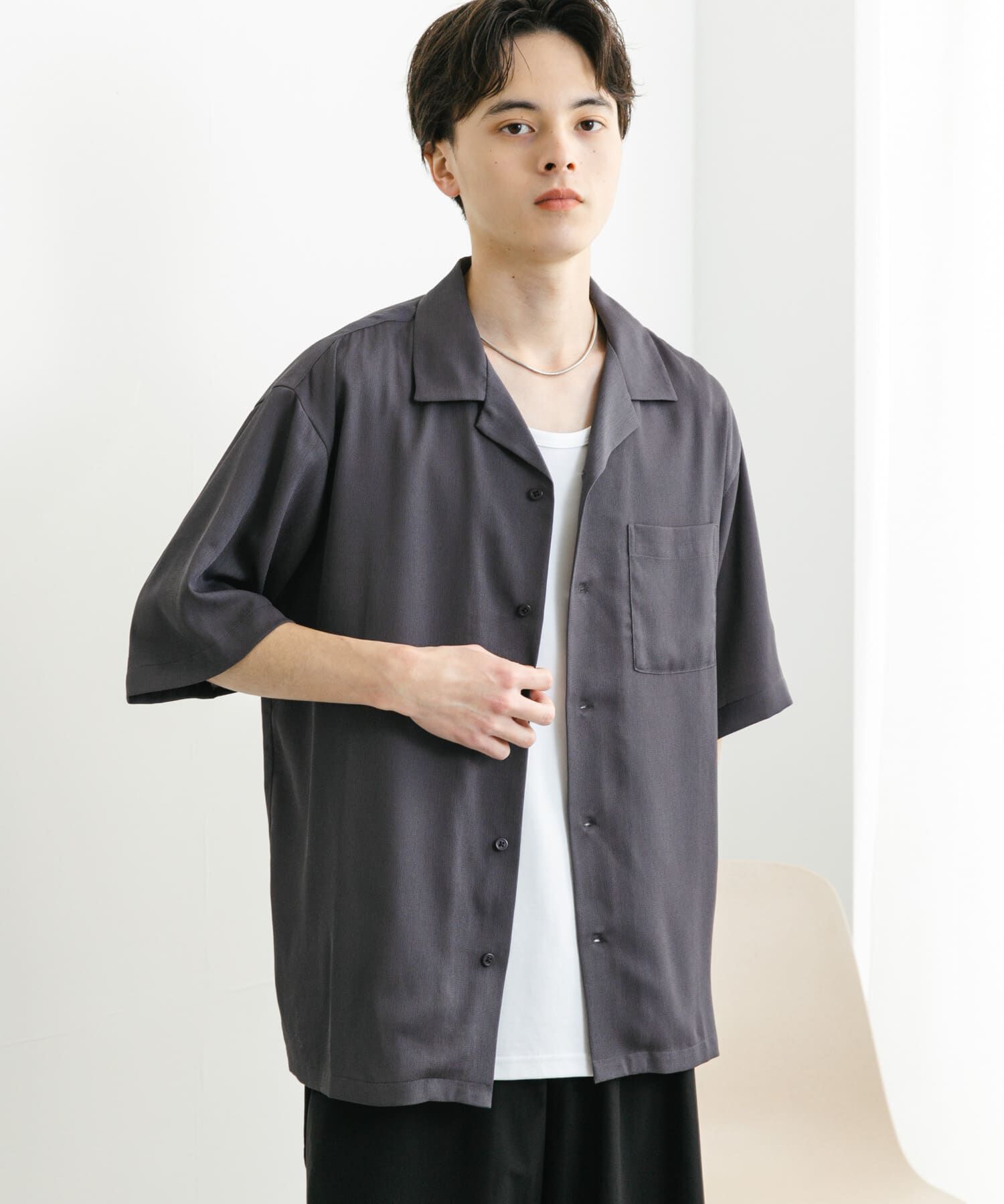 SENSE OF PLACE by URBAN RESEARCH「『ユニセックス』シアーヨウリュウオープンカラーシャツ」|シャツ・ブラウス|