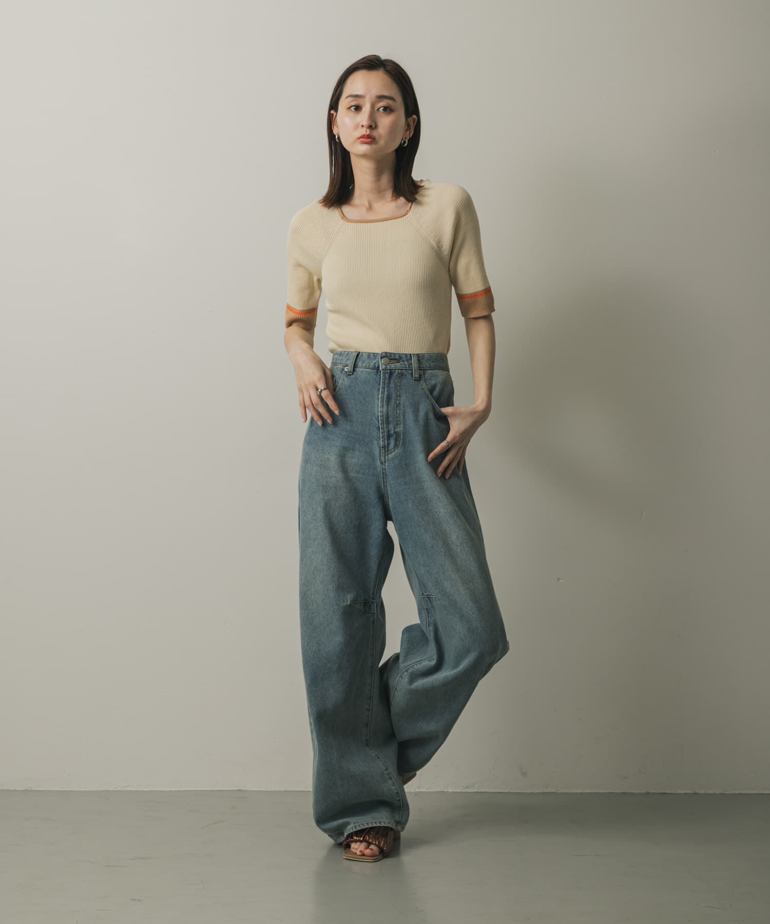 SENSE OF PLACE by URBAN RESEARCH「スクエアネックバイカラーコンパクトセーター」|ニット・セーター|