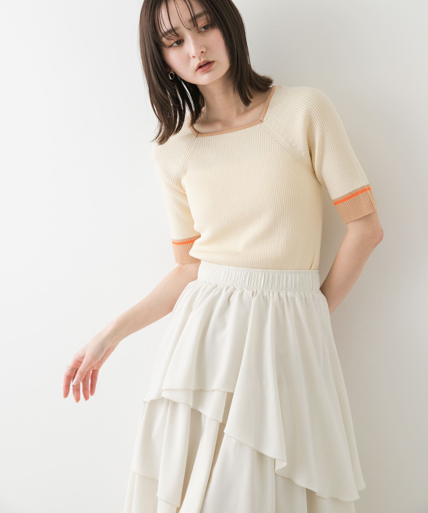 SENSE OF PLACE by URBAN RESEARCH「スクエアネックバイカラーコンパクトセーター」|ニット・セーター|