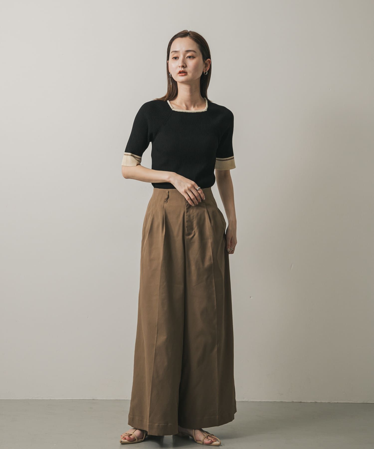 SENSE OF PLACE by URBAN RESEARCH「スクエアネックバイカラーコンパクトセーター」|ニット・セーター|