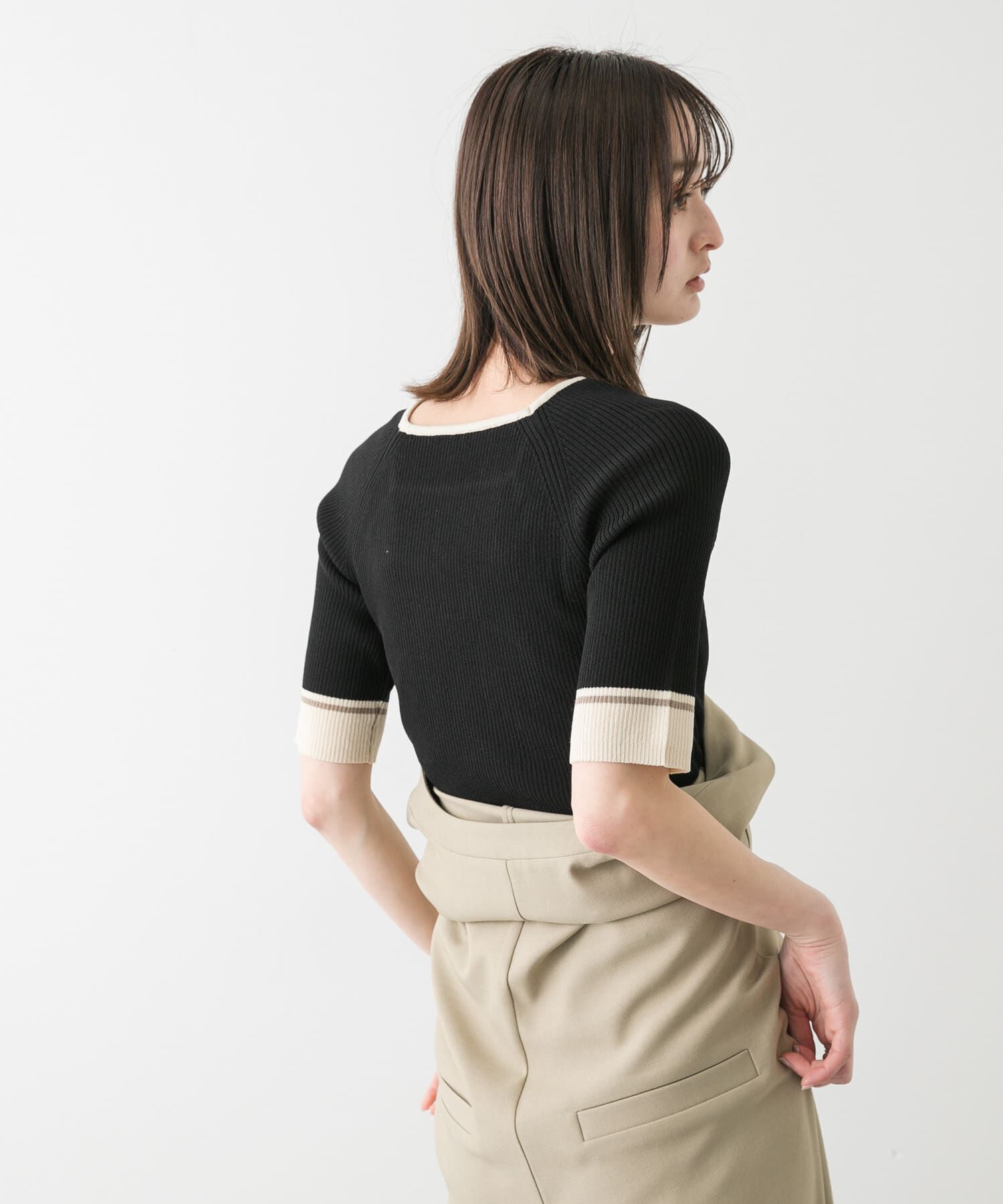 SENSE OF PLACE by URBAN RESEARCH「スクエアネックバイカラーコンパクトセーター」|ニット・セーター|