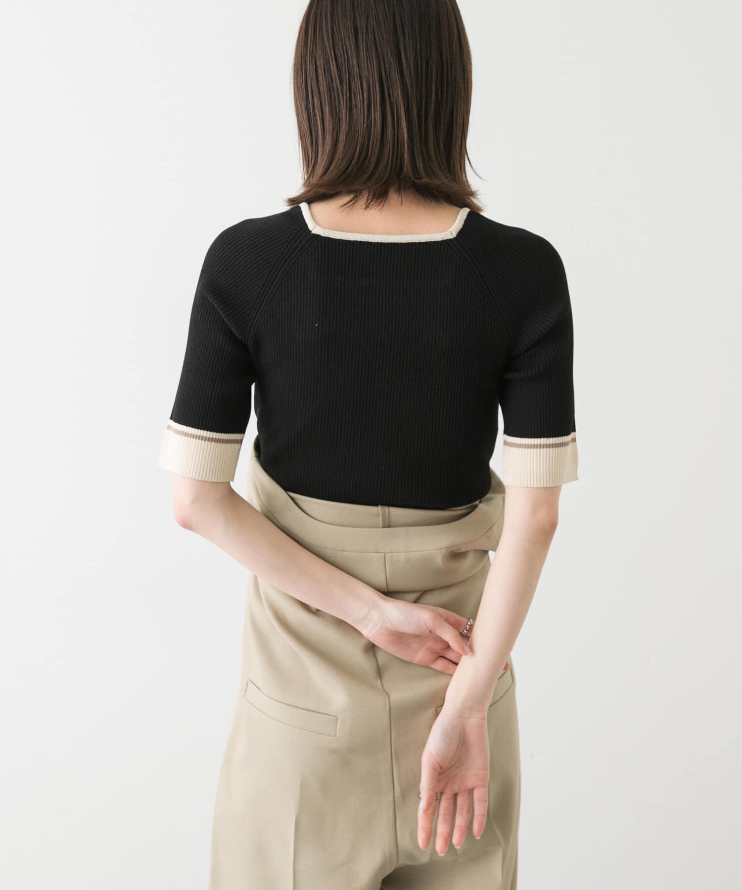 SENSE OF PLACE by URBAN RESEARCH「スクエアネックバイカラーコンパクトセーター」|ニット・セーター|