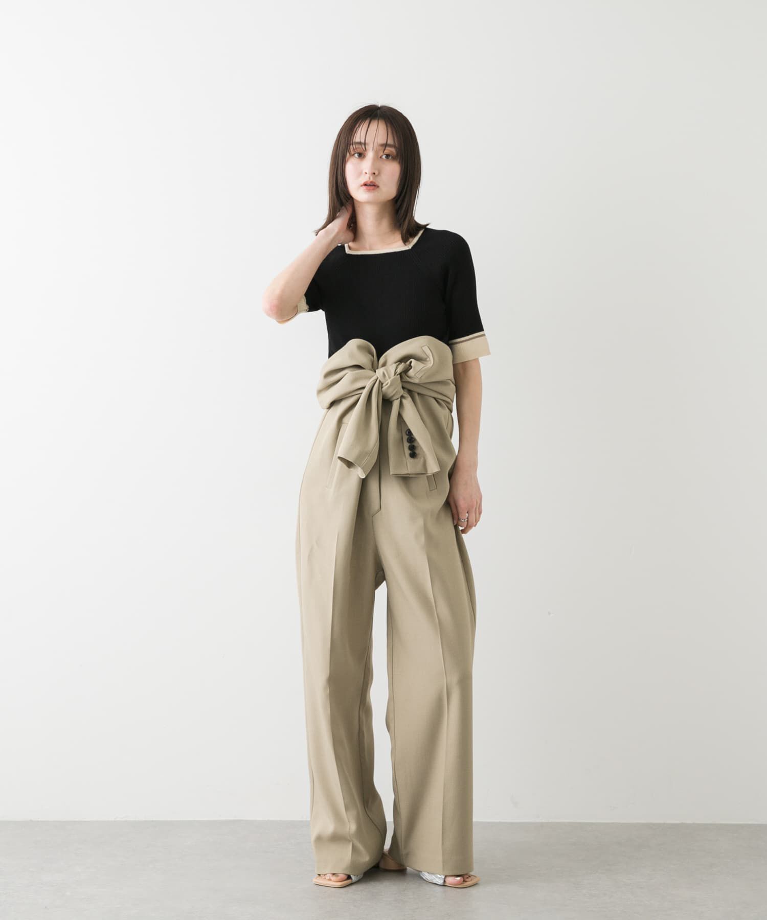 SENSE OF PLACE by URBAN RESEARCH「スクエアネックバイカラーコンパクトセーター」|ニット・セーター|