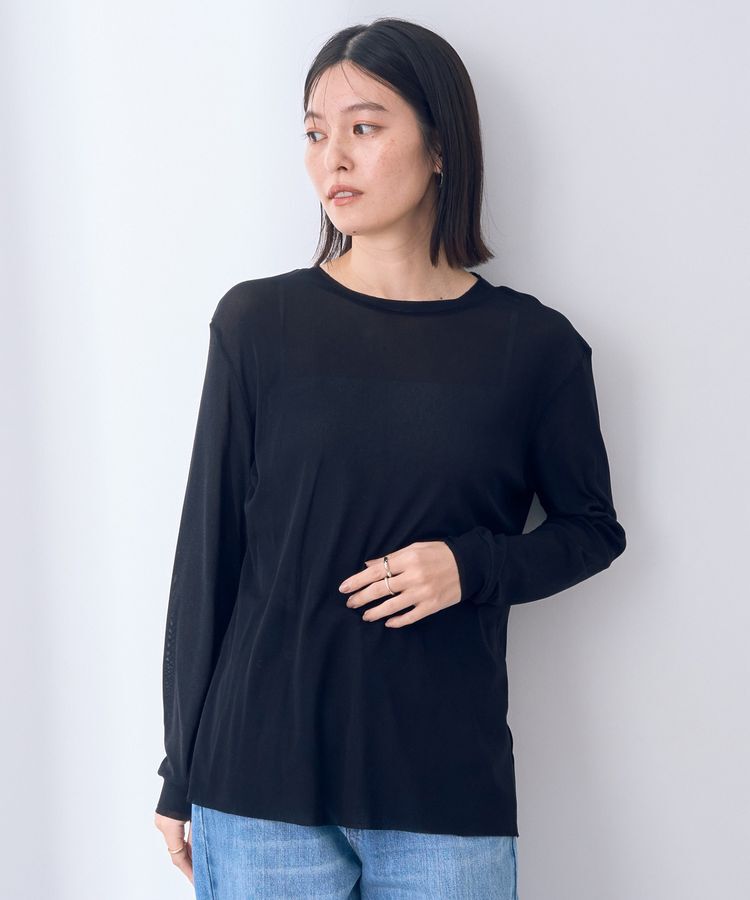 YECCA VECCA「クルーネックレイヤードシアートップス」|Tシャツ・カットソー|